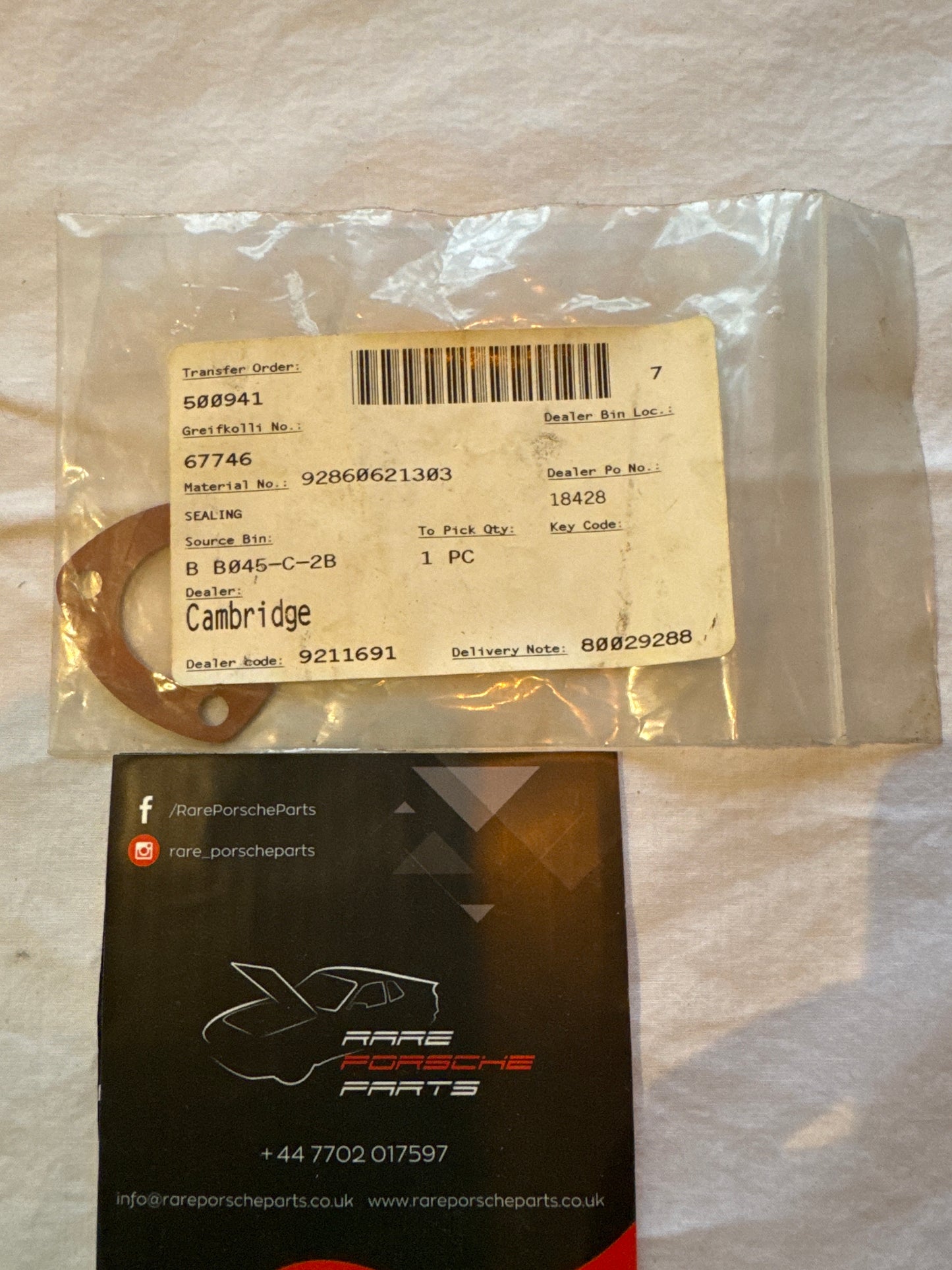 Porsche 928 sealing, gasket 92860621303 NOS