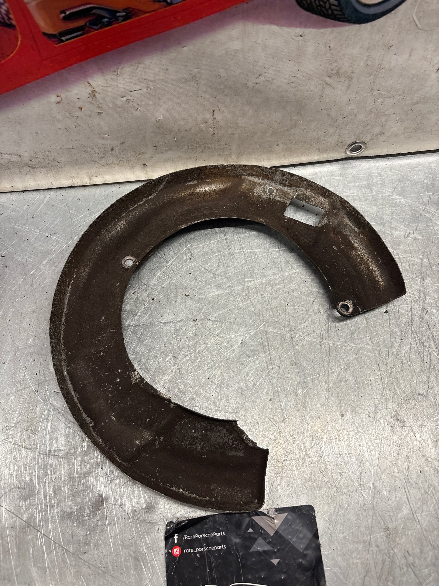 Porsche 928 S4 rear right brake dust cover plate, used 92835281405