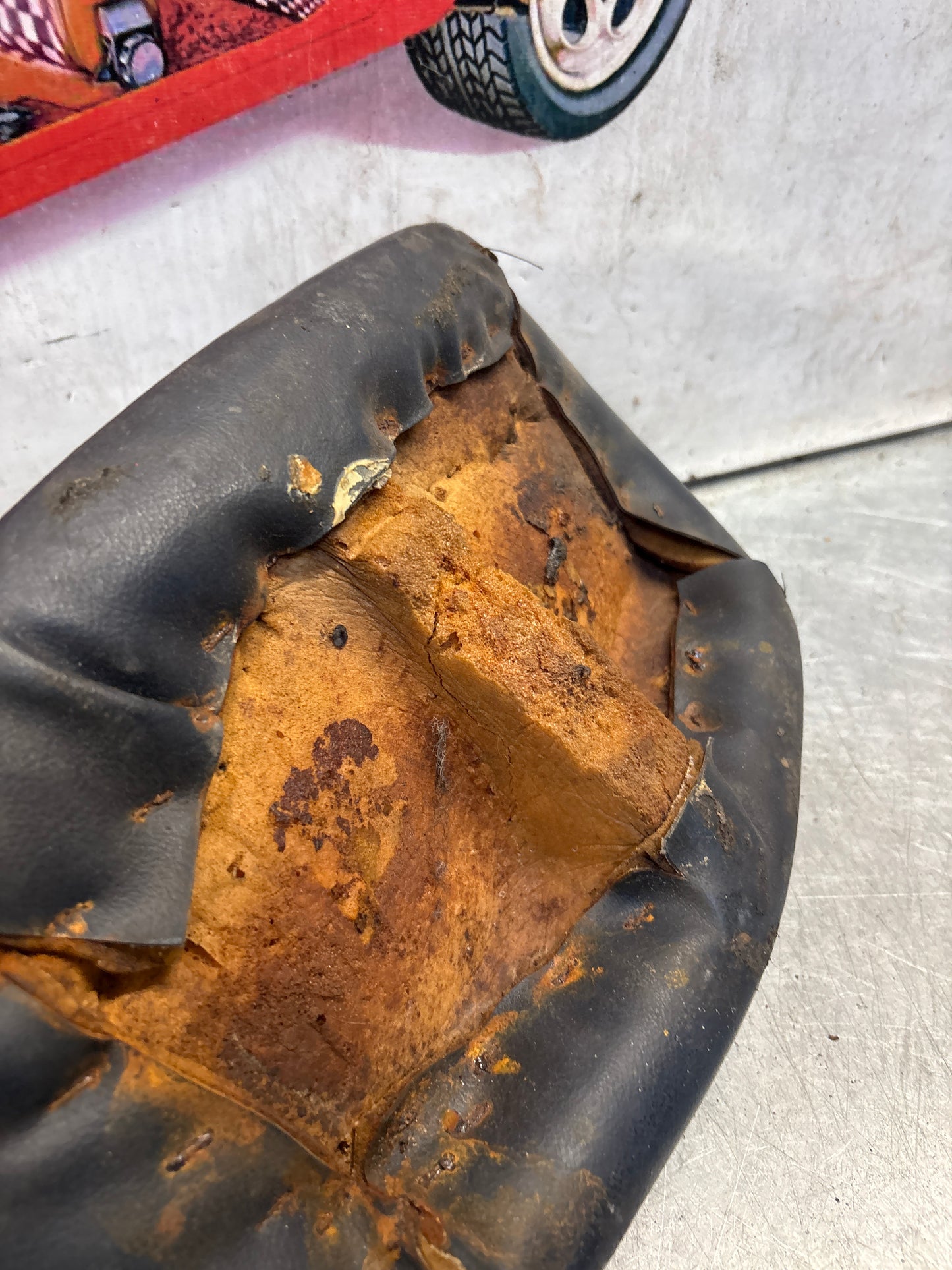 Porsche 928 rear left seat upper cushion, leather, blue, used 92852204550