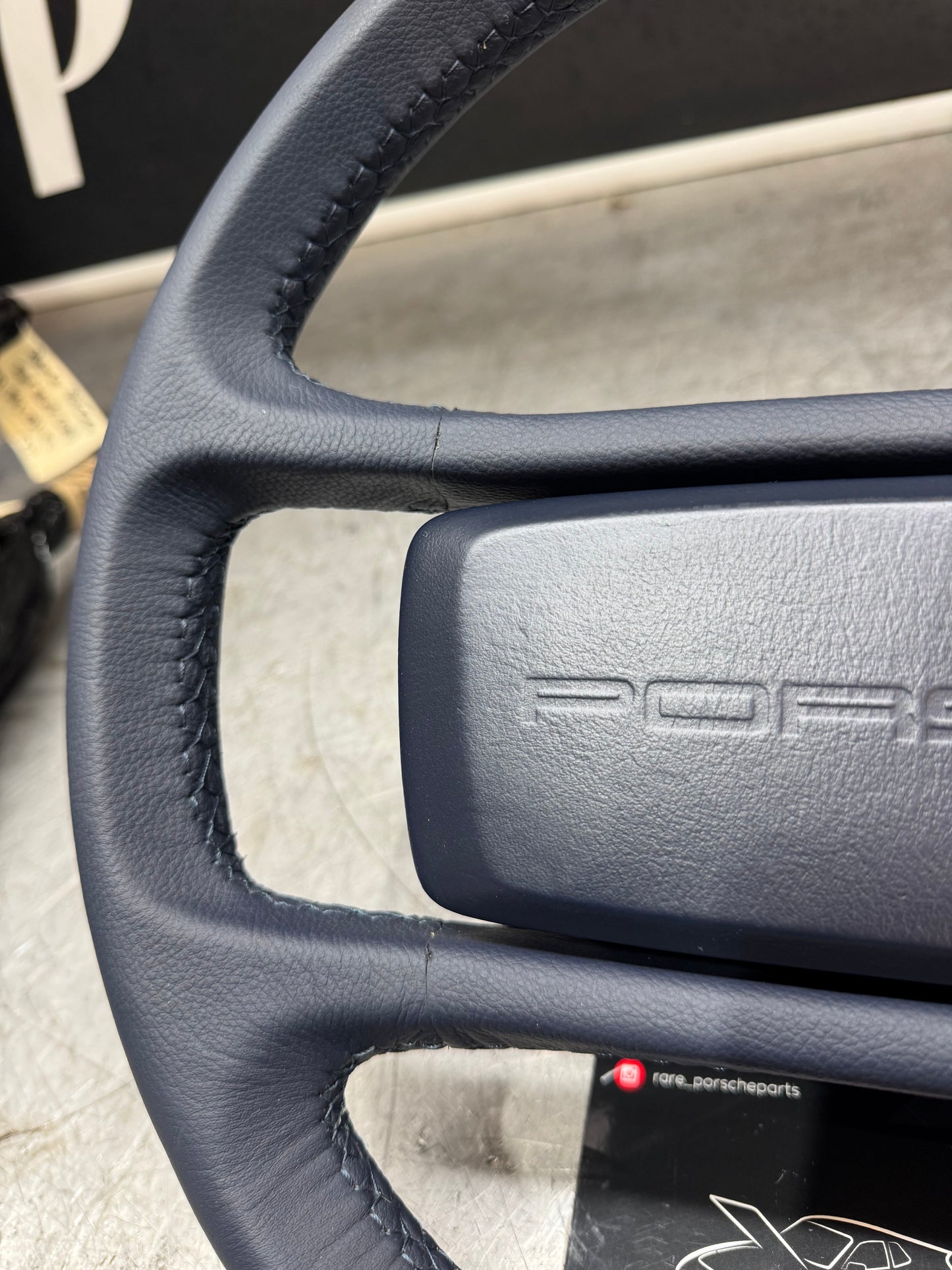 Porsche 944 blue leather steering wheel, refurbished. 94434708402