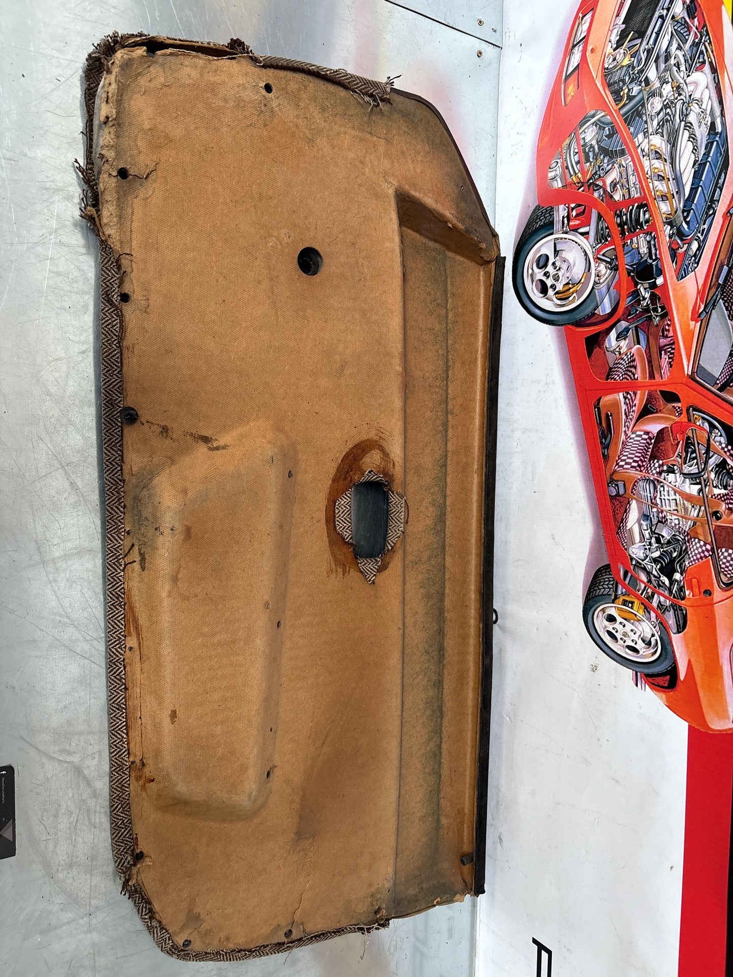 Porsche 924 944 manual door card, left, brown 477867011 spares or repair, please study the photos