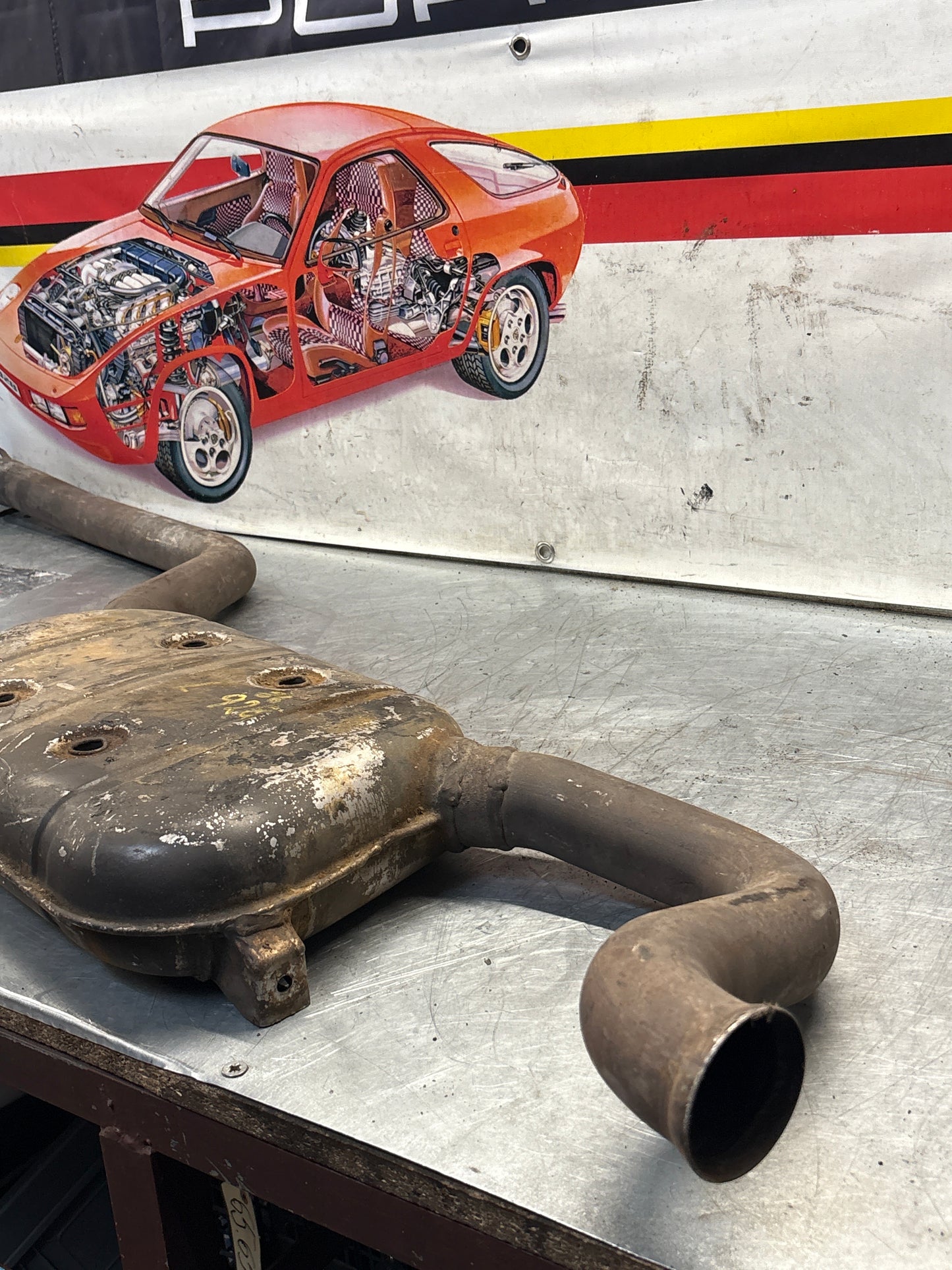 Porsche 928 Left side silencer, used 92811109302