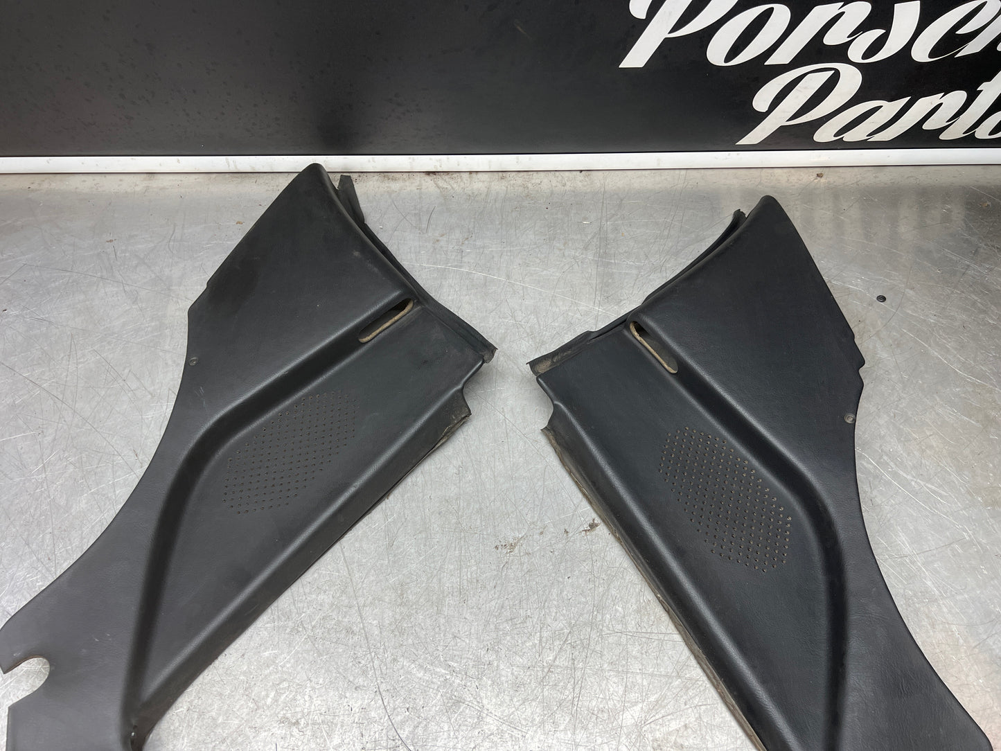Porsche 944 black rear interior C Post trims/cards. Quarter panel trim used 944555021 944555022