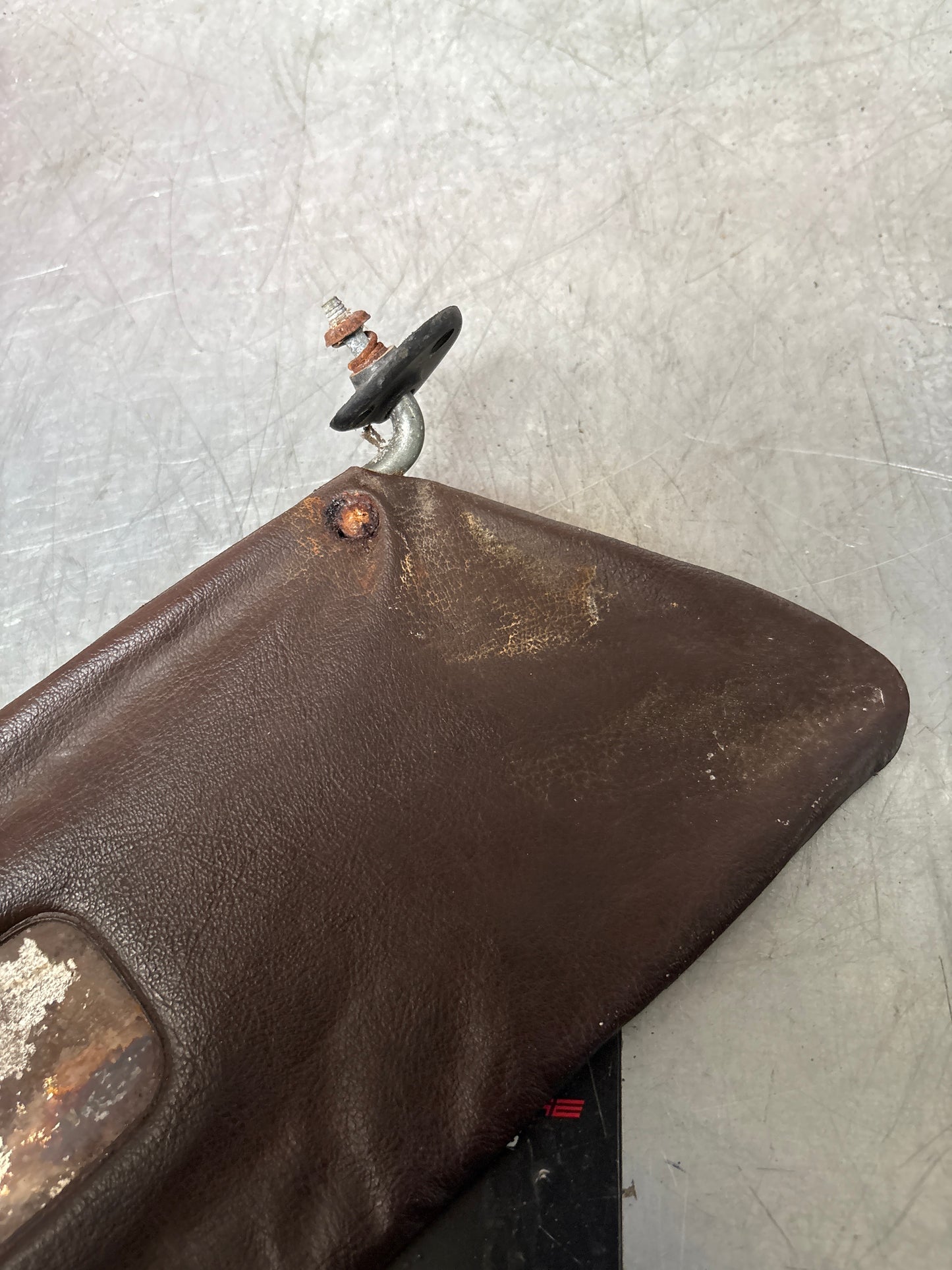 Porsche 924 944 right passenger side sun visor, brown, used 477857552