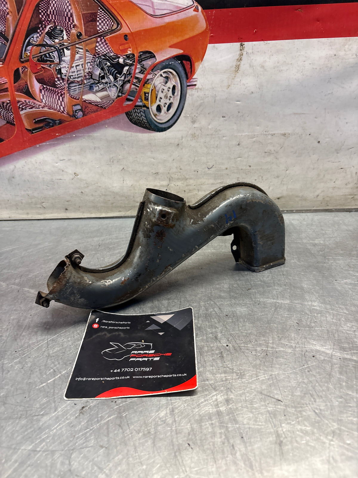 Porsche 914 right side heat duct, used 022256502A