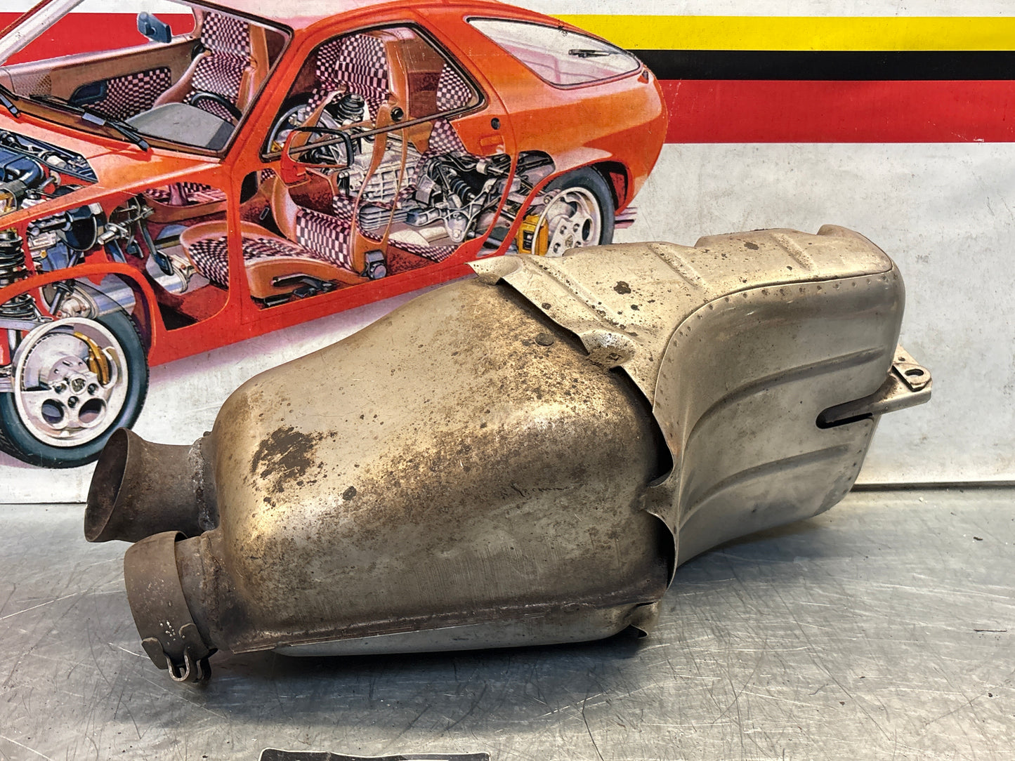 Porsche 911 964 rear muffler, used 96411104605