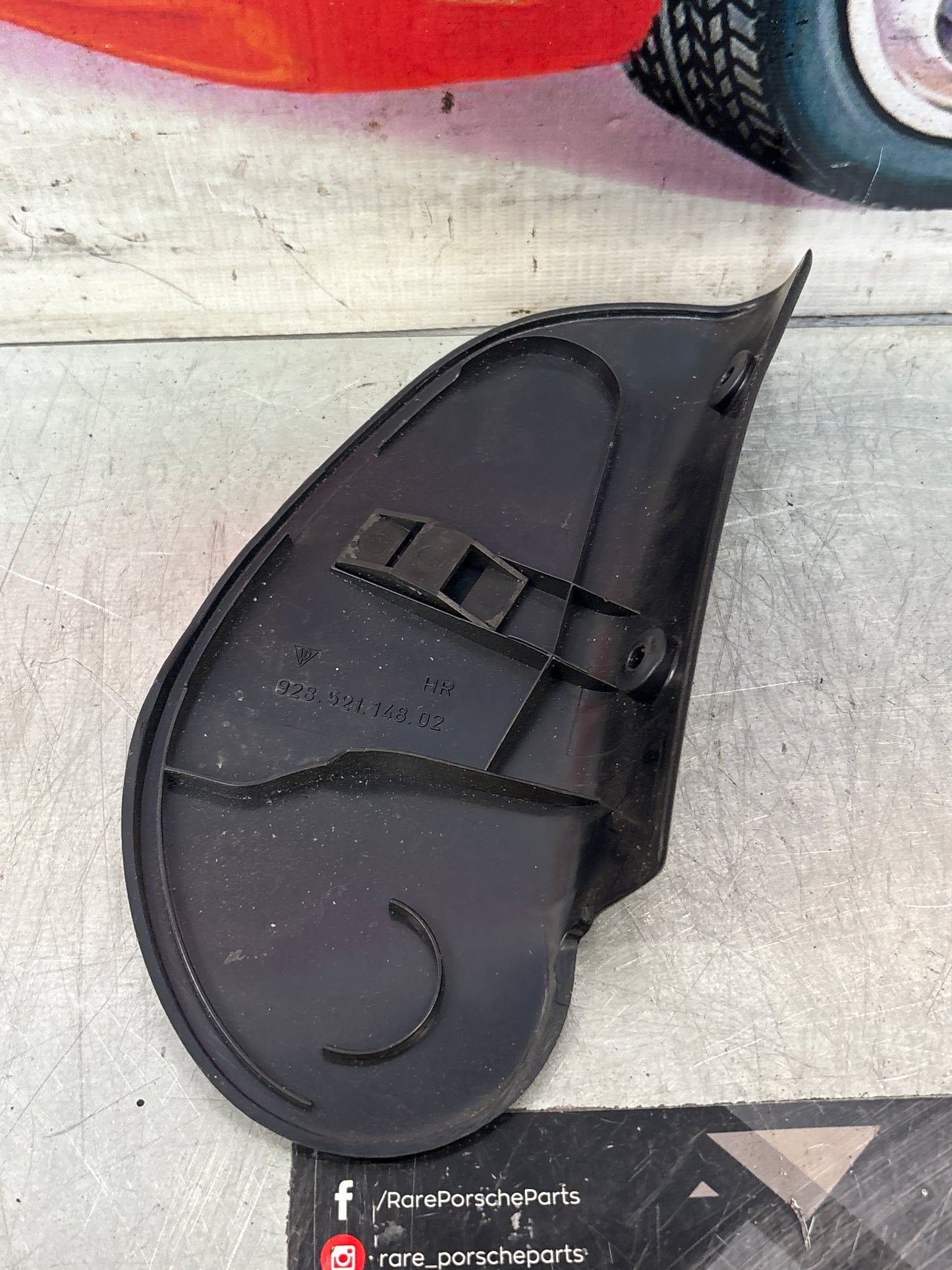 Porsche 928 seat hinge cover, right marine blue used 92852114802