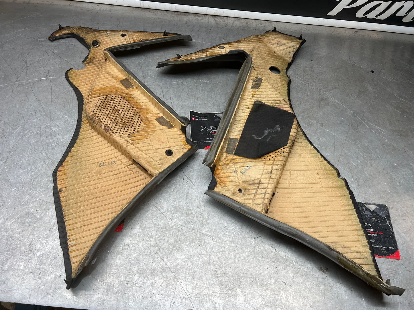 Porsche 944 black rear interior C Post trims/cards. Quarter panel trim used 944555021 944555022