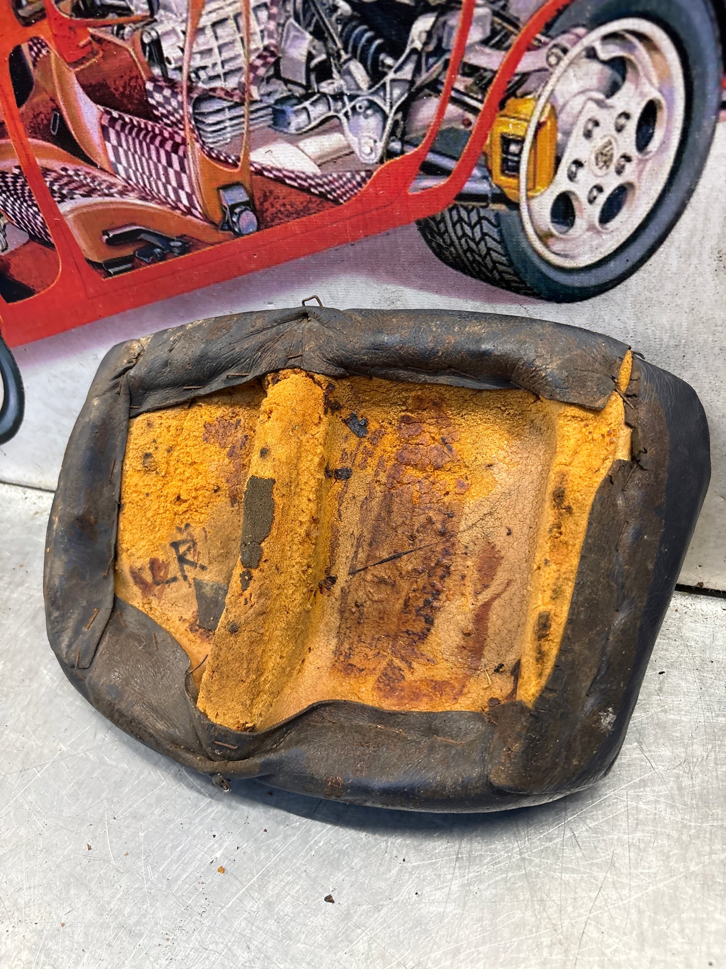 Porsche 928 rear right seat centre cushion, leather, blue, used 92852208851