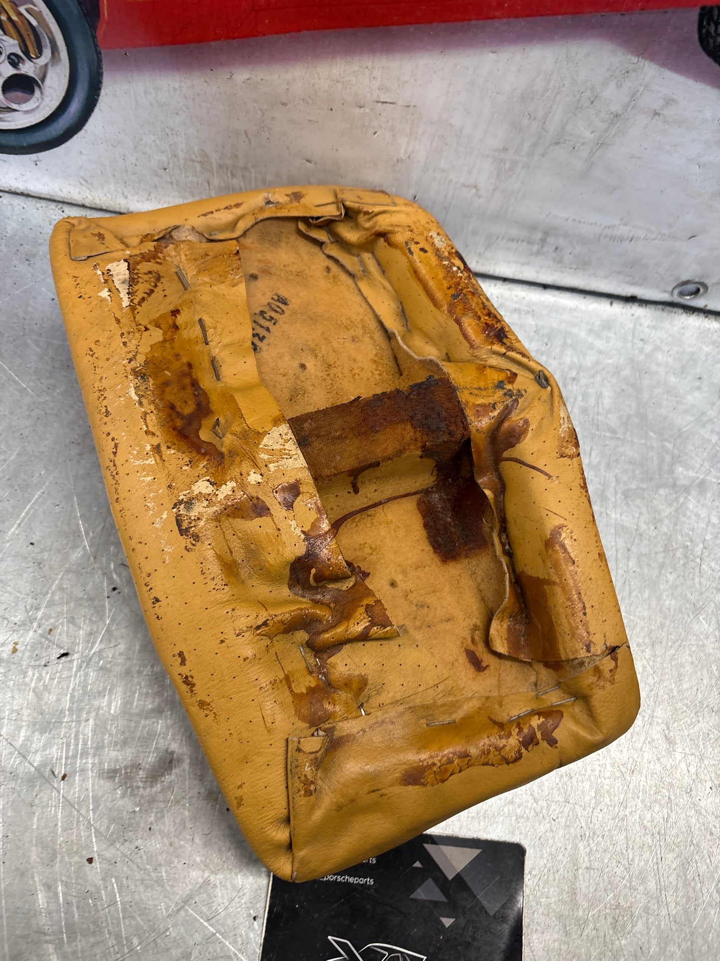 Porsche 928 rear left seat upper cushion, leather, beige, used 92852204550