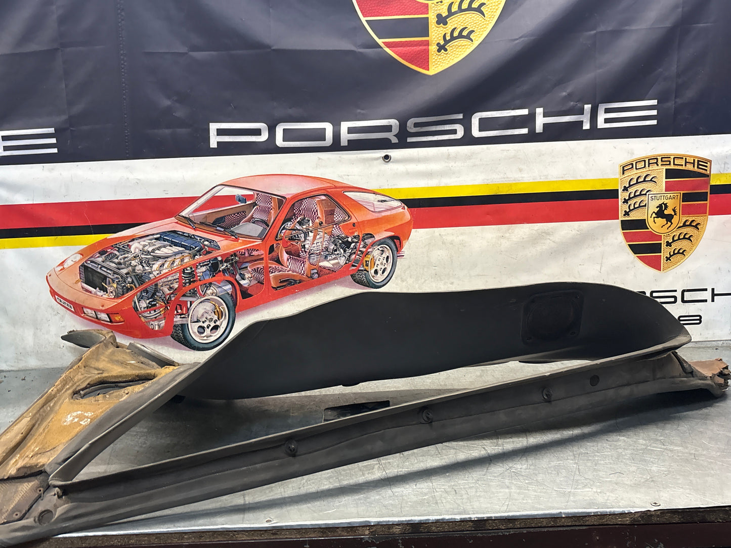 Porsche 928 right side lower side trim panel, grey used 92855502257