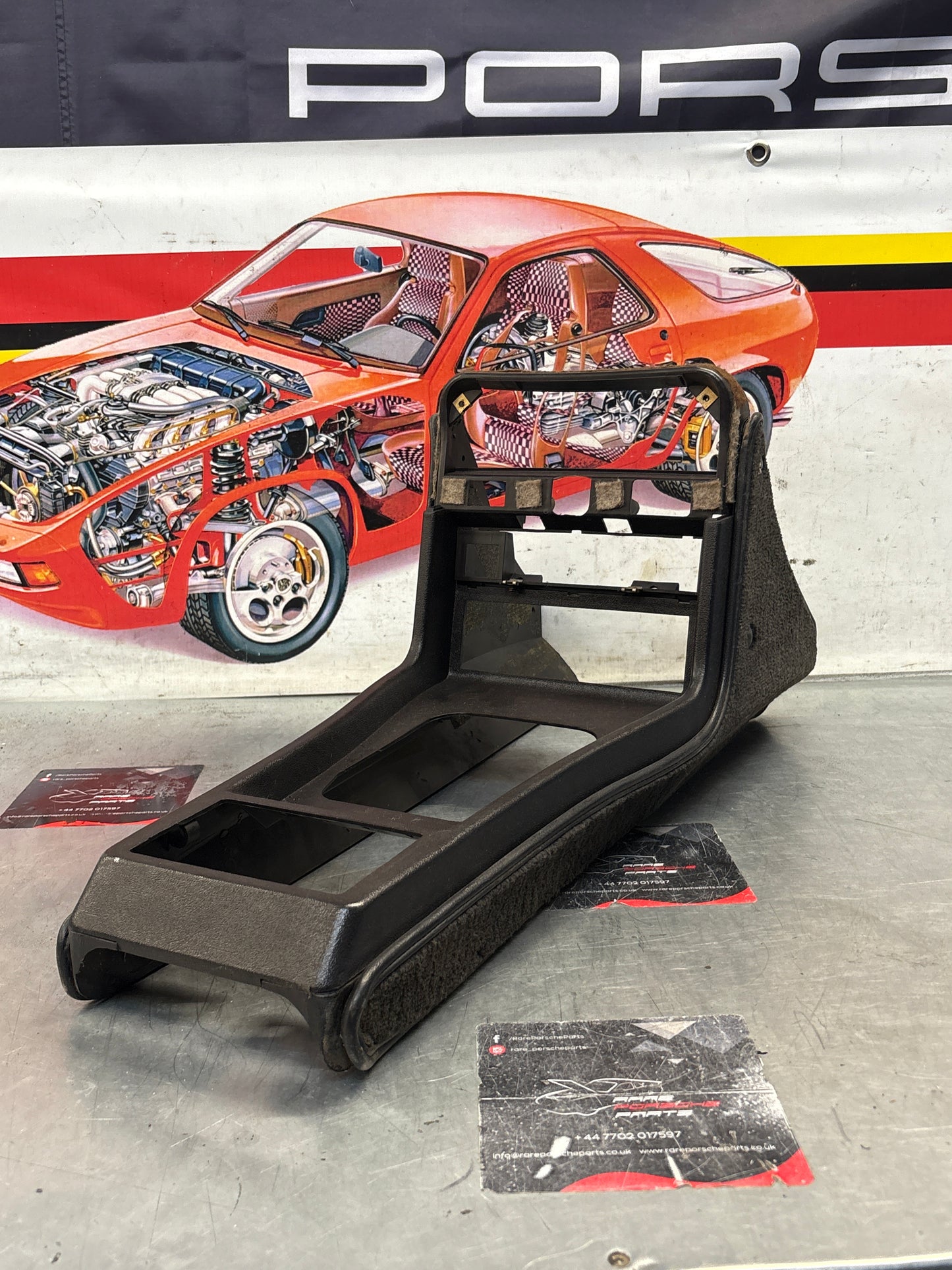 Porsche 924 centre console black, no switch holes 477857951 / 477857969 used