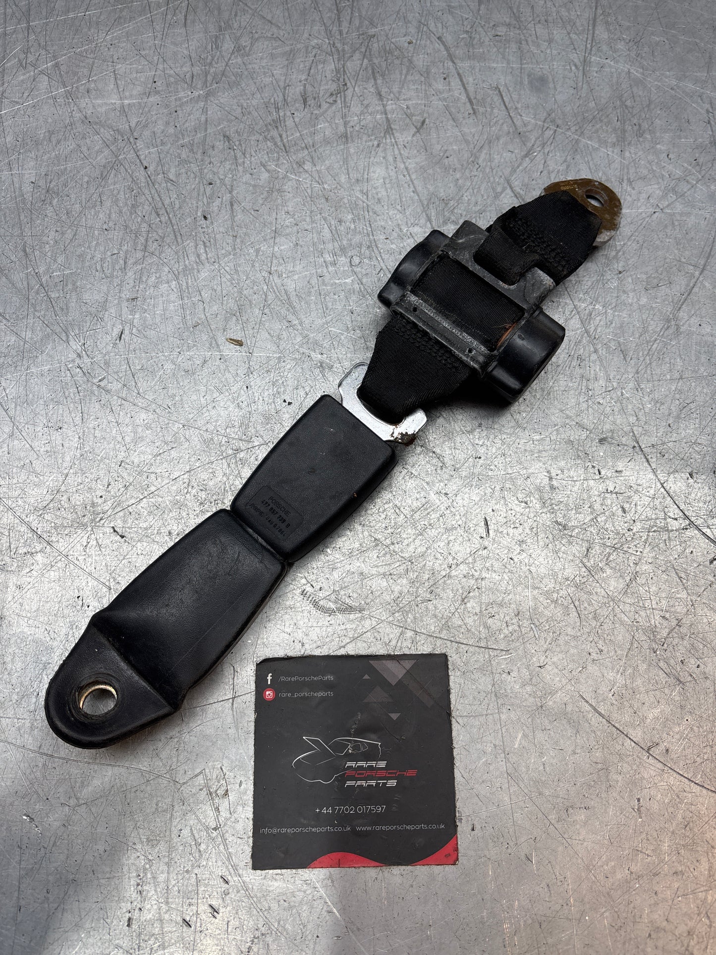 Porsche 924 944 2 point rear seat belt with buckle 477857787C used