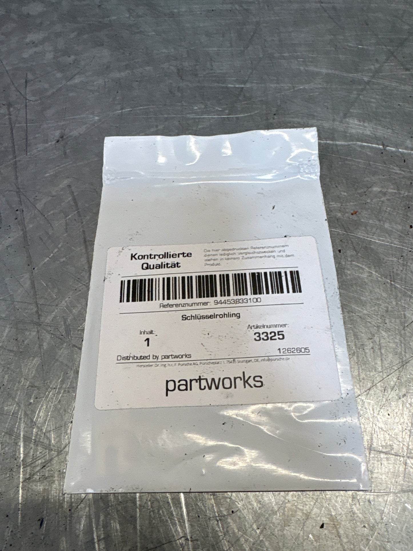 Porsche 924S / 944 / 968 blank key, used 94453833100