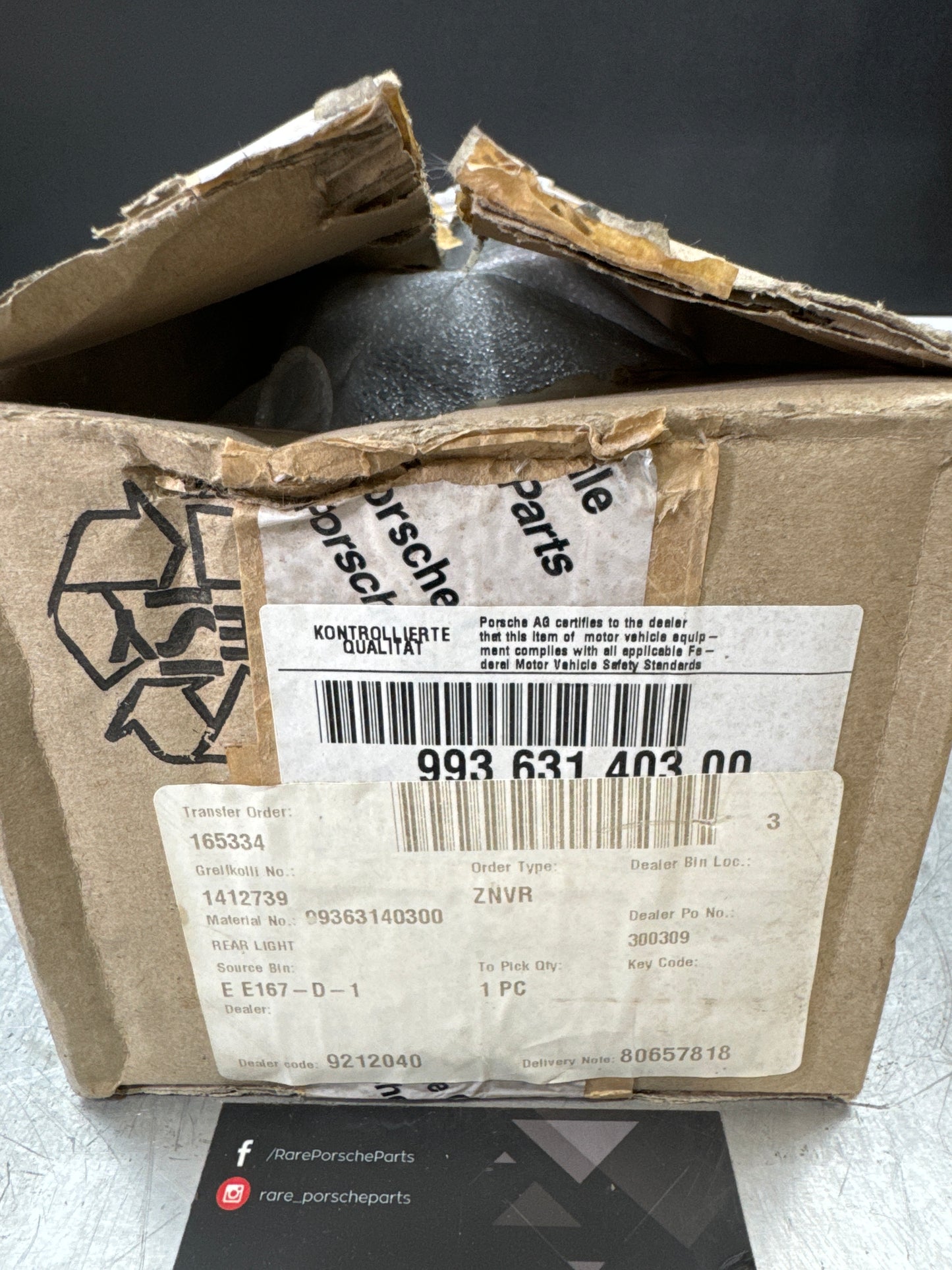 Porsche 993 Indicator Unit Rear Amber/Red Left 99363140300 New