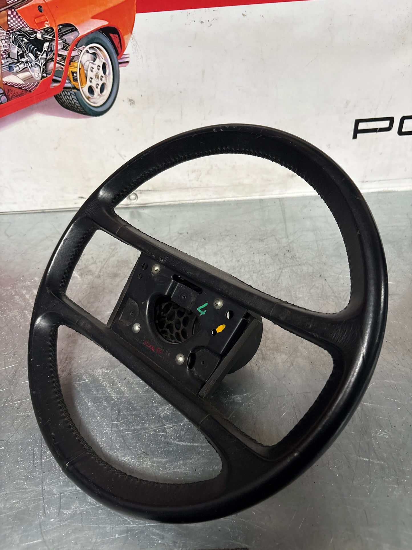 Porsche 911 930 black leather steering wheel, used 91134708408