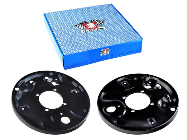 Porsche 924 2.0 76-85 REAR PAIR of brake drum backing plates / mud guards.