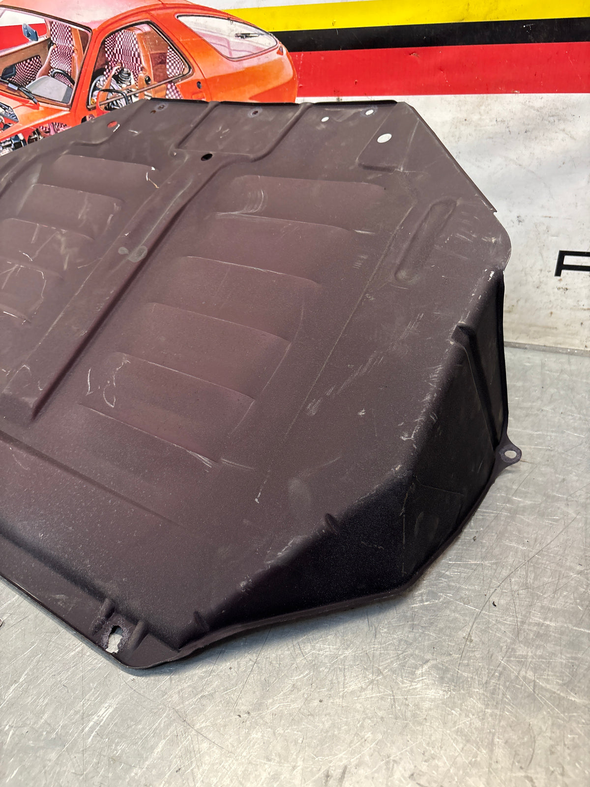 Porsche 944 engine tray / belly pan / undertray used. Aluminiun, shot blasted 94434116103