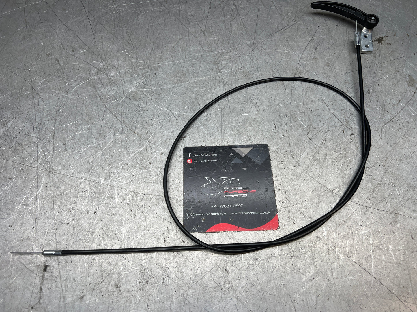 Porsche 924 bonnet release handle with cable, early type, New 477823531A