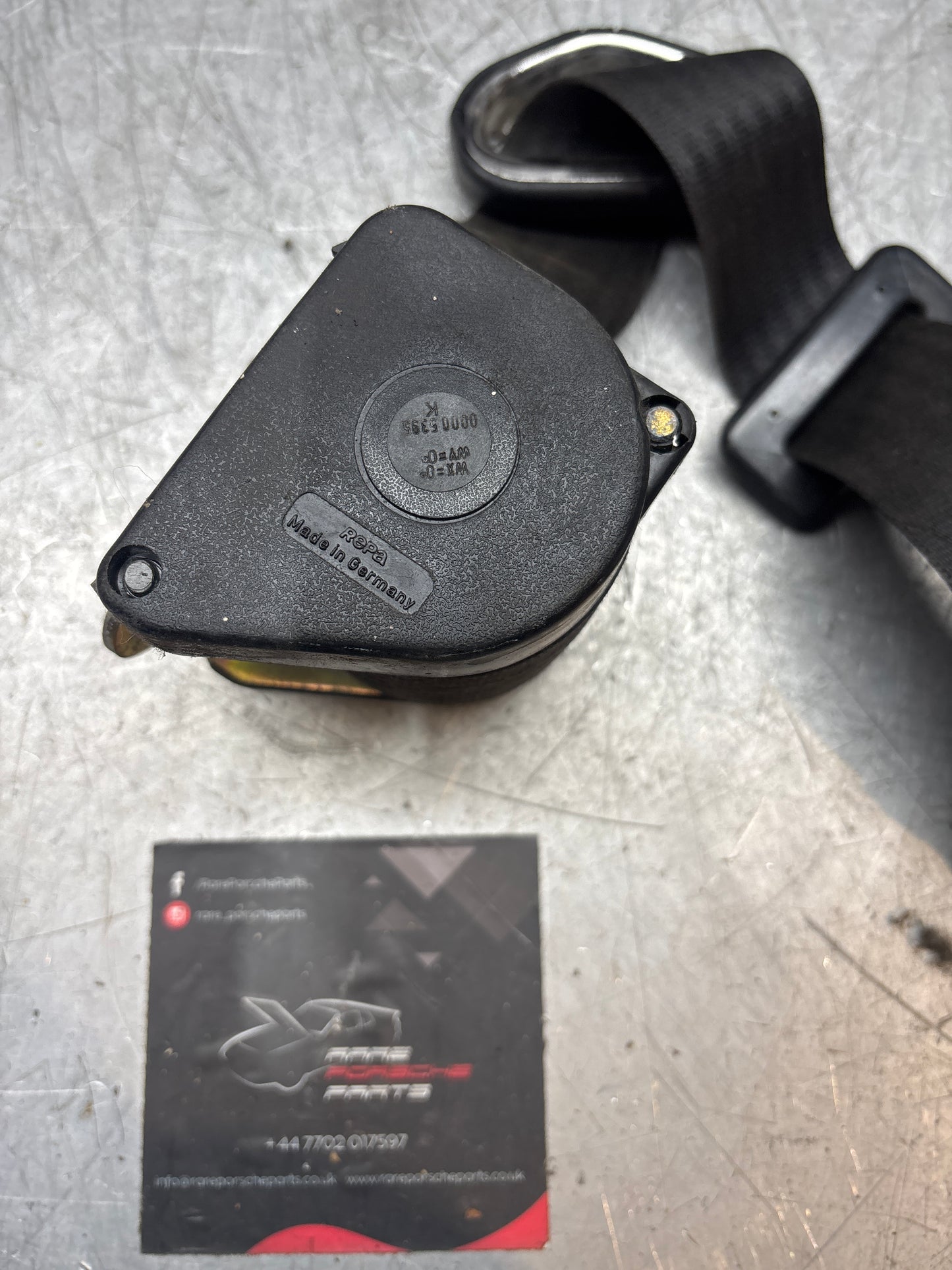 Porsche 924 944 right front seat belt, used 477857706H