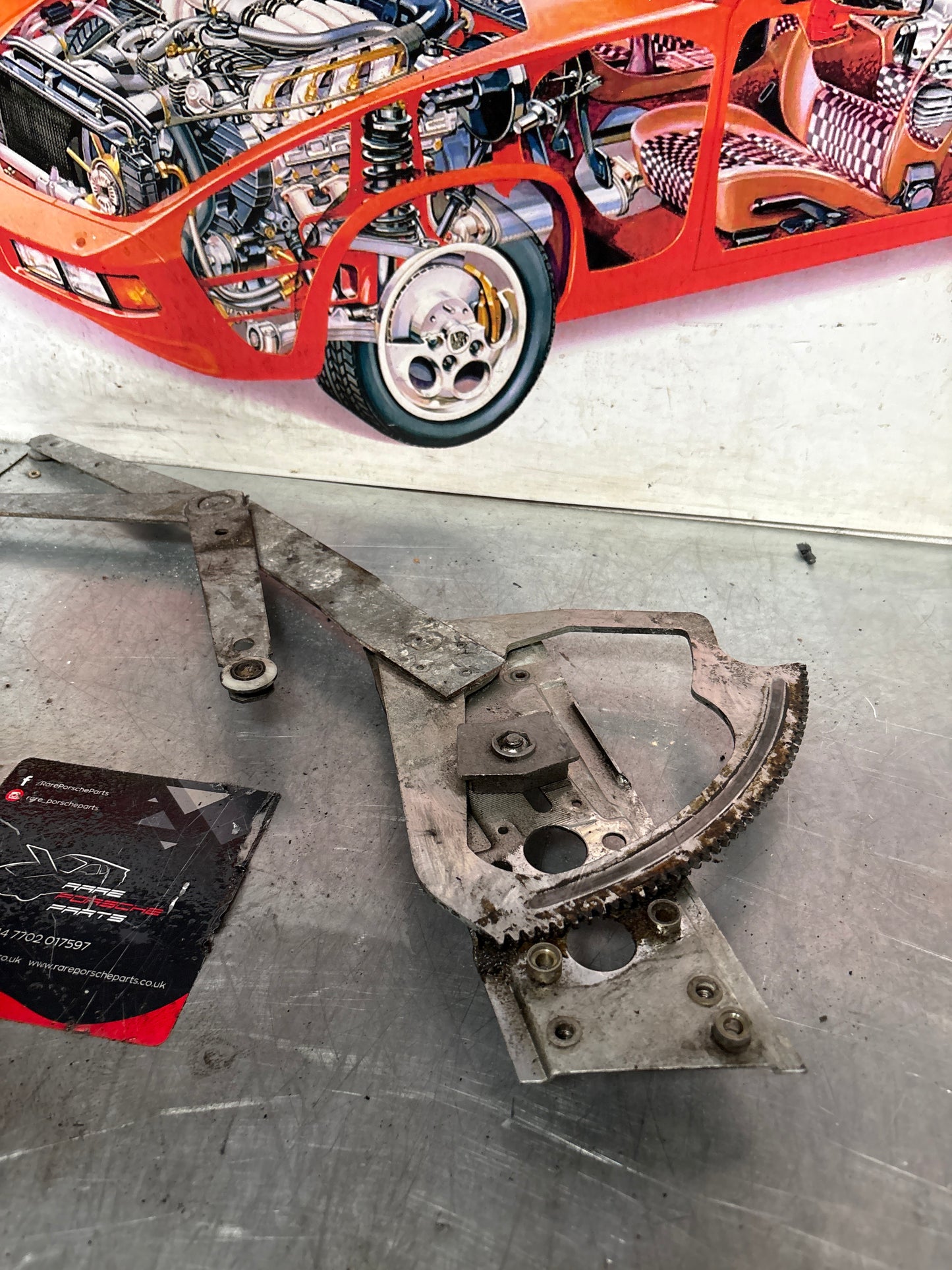 Porsche 911 964 Right side window regulator mechanism, used 91154200443