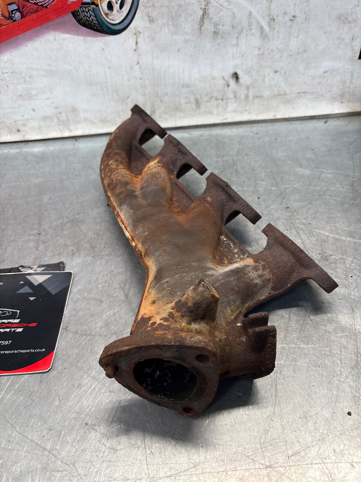 Porsche 928 right exhaust manifold, used 9281111348R