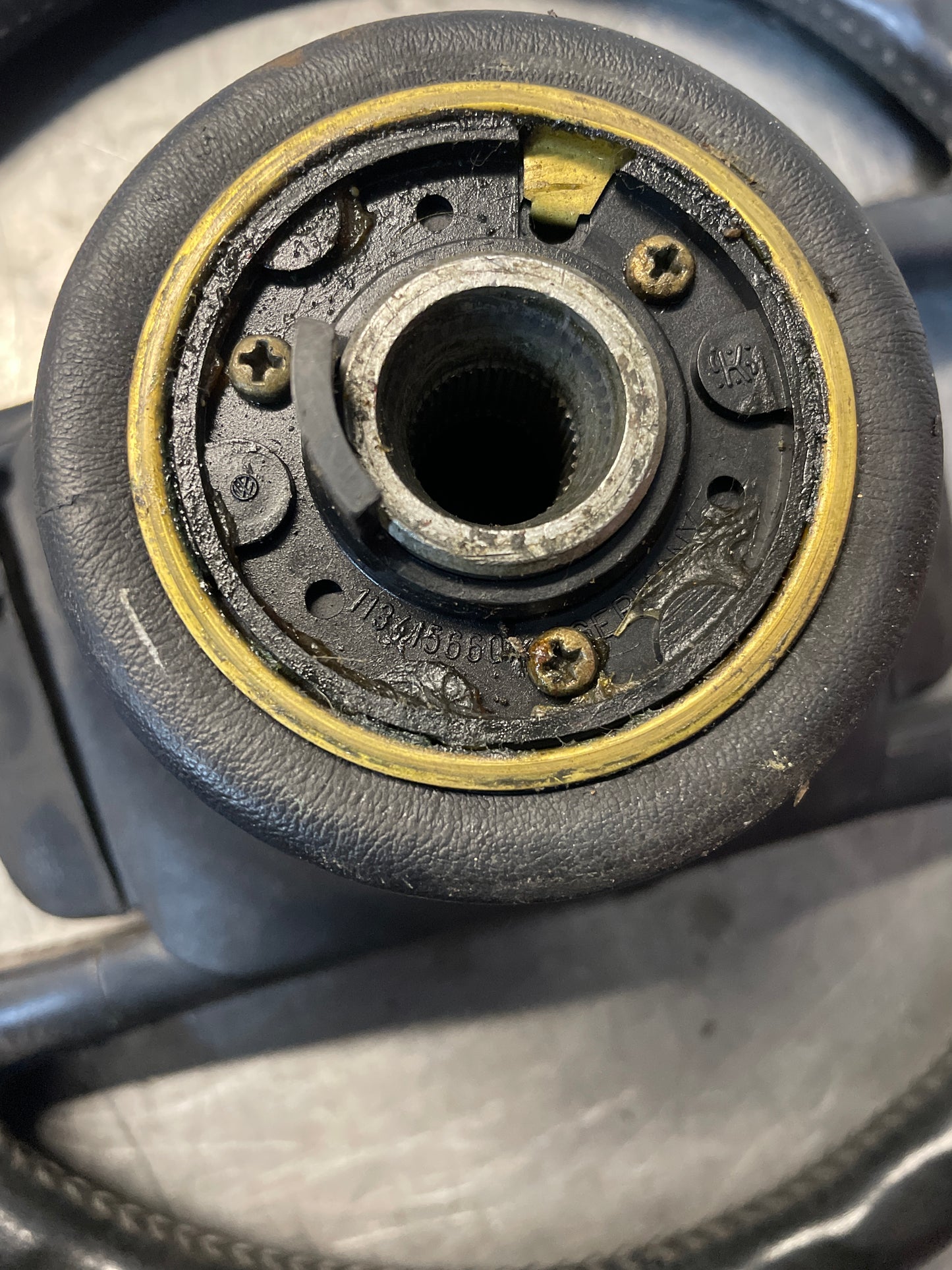 Porsche 944 black leather steering wheel, used 94434708402