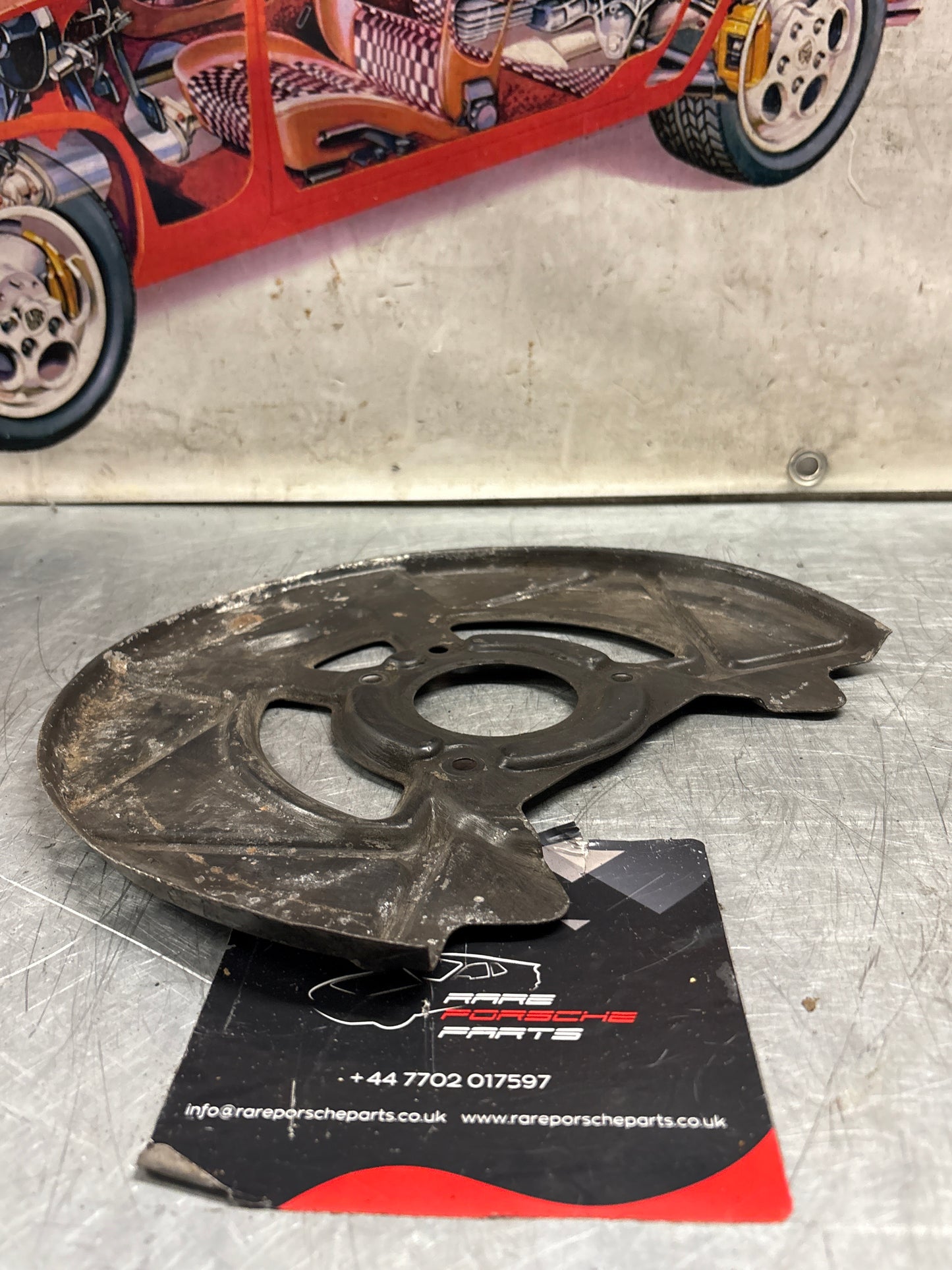 Porsche 924S 944 front disc dust backing plate, used 94435108501