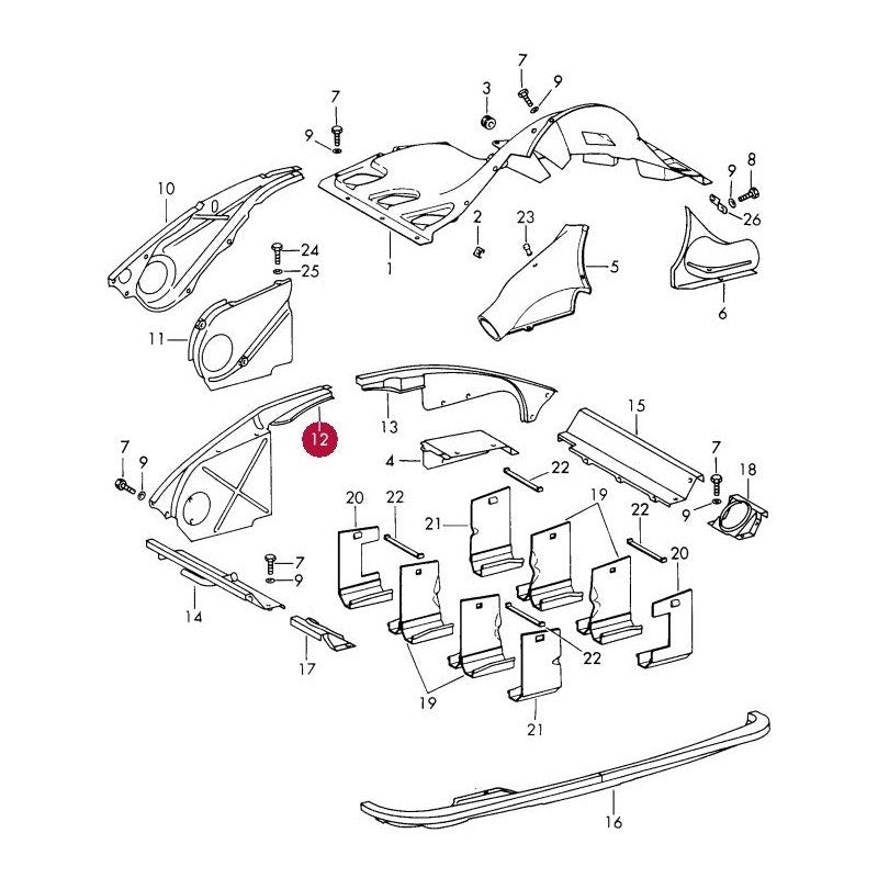 Porsche 911 Engine Tinware Cover, Front Left, 90110608100 New