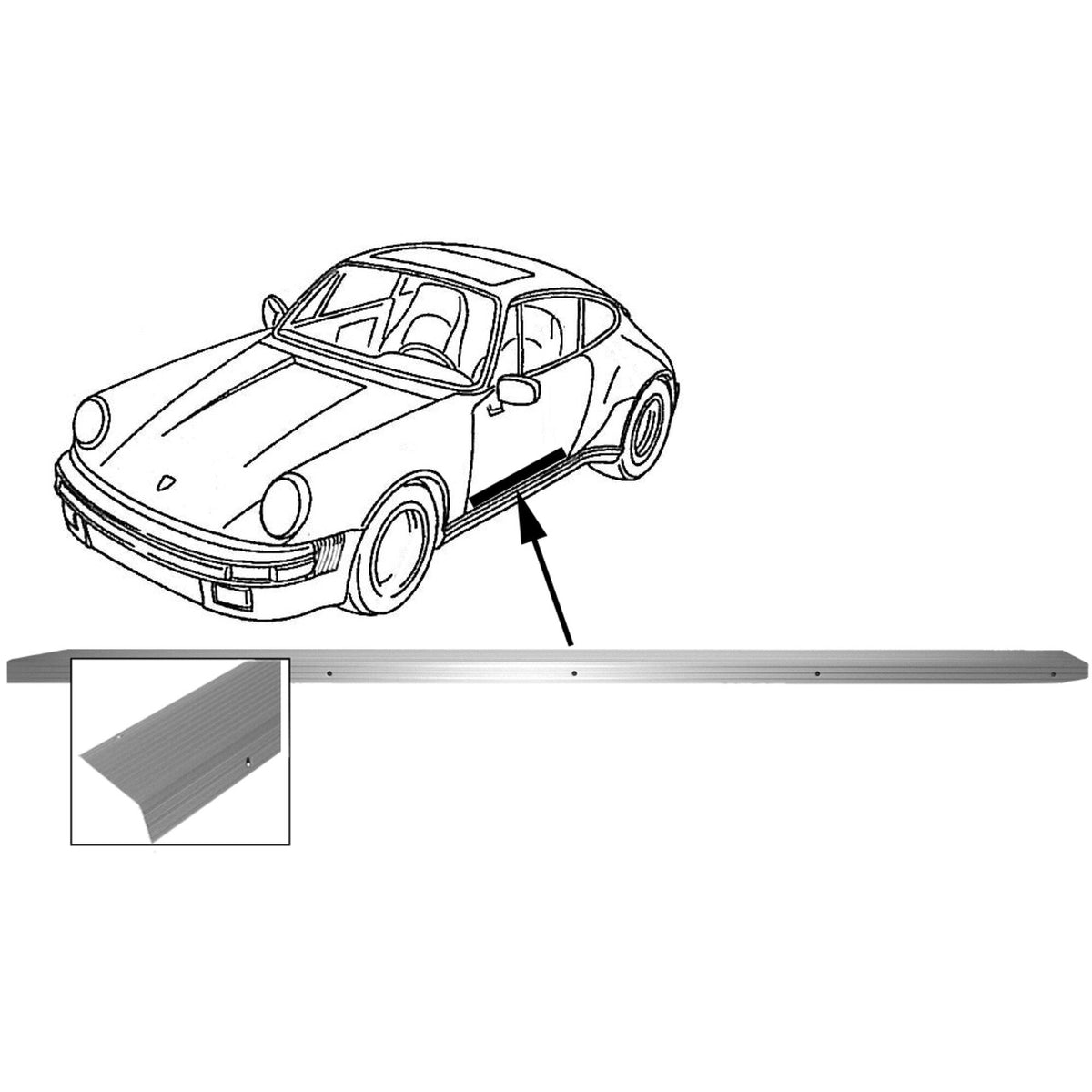 Porsche 911 Scuff Plate for Door Sill, Left, 90155111550 New
