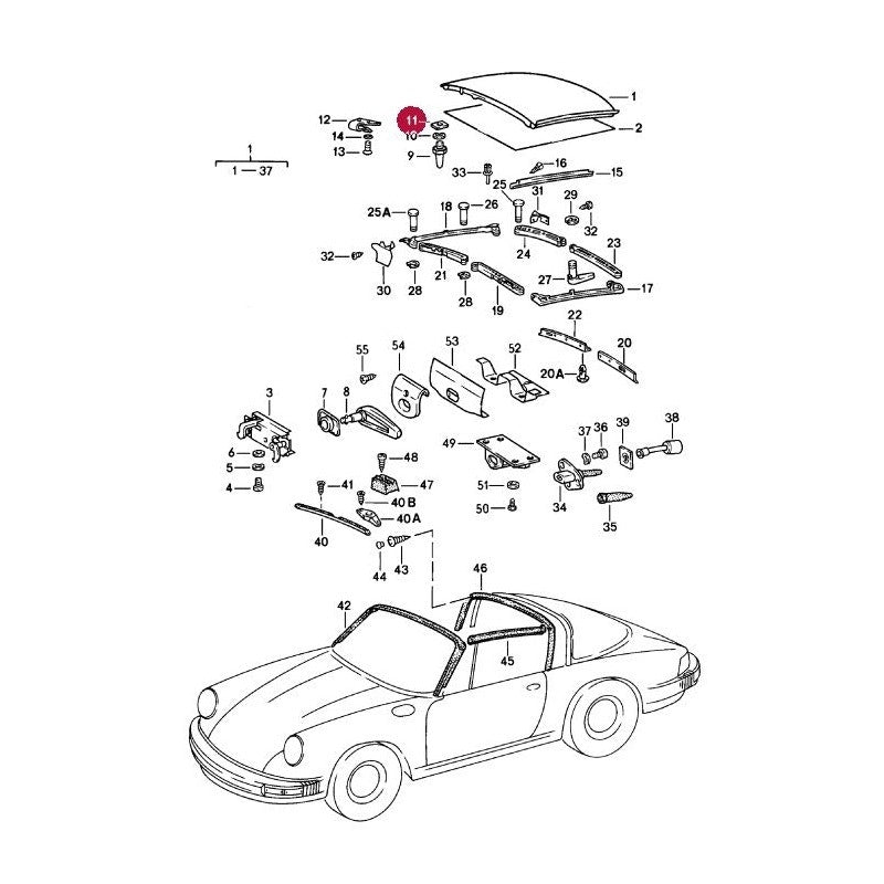 Porsche 911 964 Threaded Plate for Targa Top Locating Pin, 90156520340 New