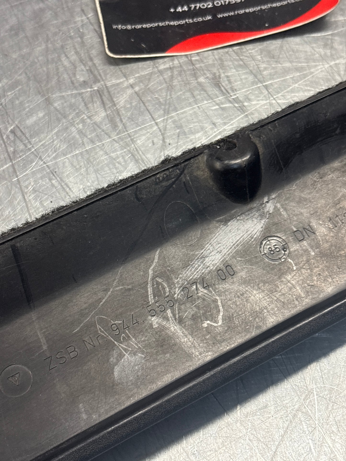 Porsche 944 right front door carpeted lower pocket, black, used 94455527400
