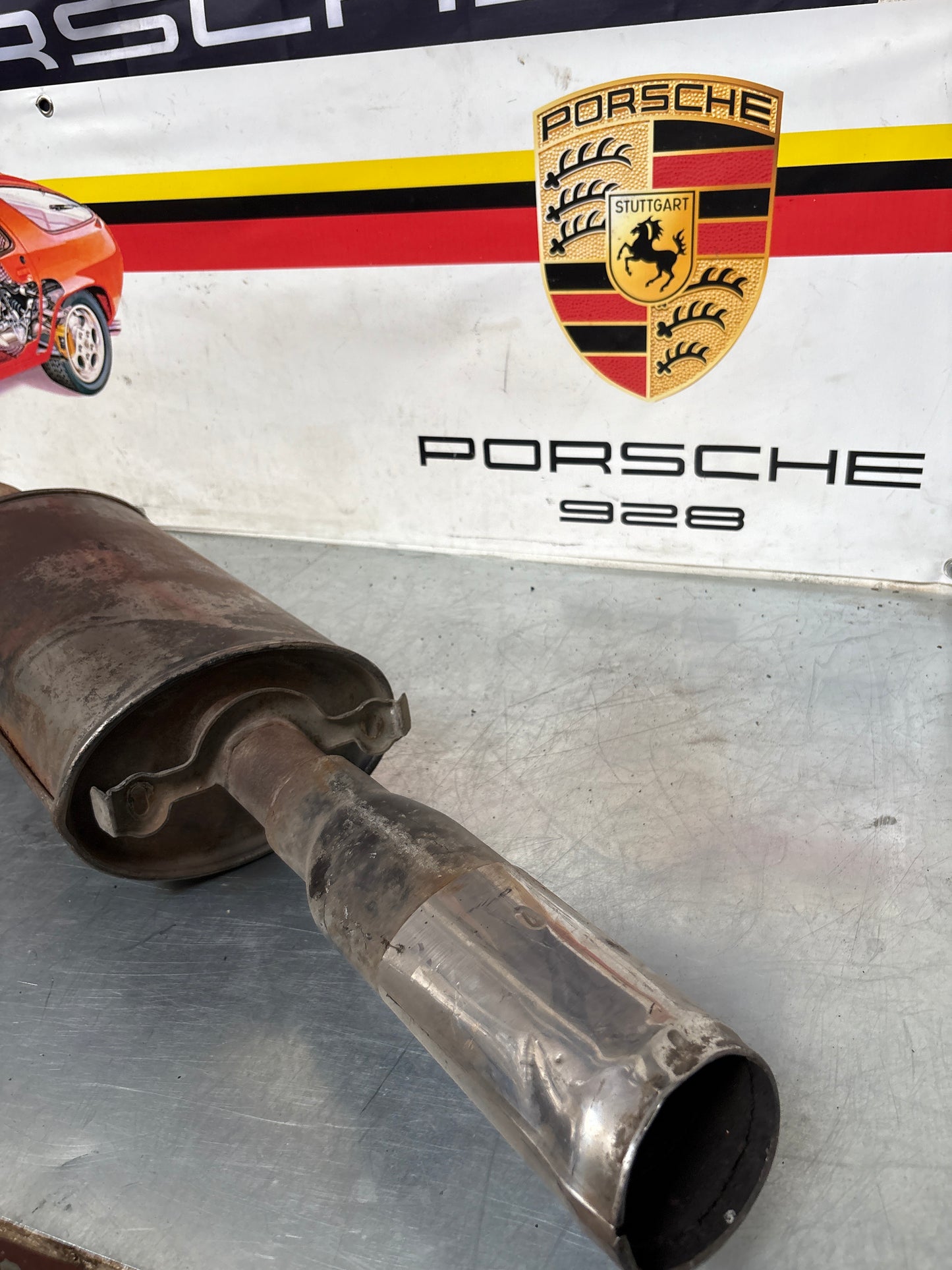 Porsche 924S / 944 2.5 N/A Bischoff exhaust system rear muffler, used 94411108301