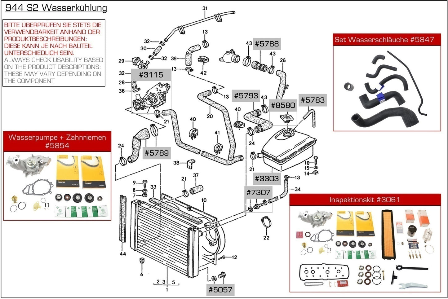 Water pump for Porsche 944 S2 2.7 944 S2 968 LASO
