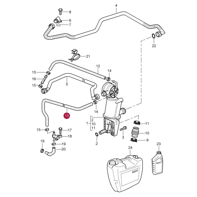 Porsche 996 Oil Breather Hose, to Oil Separator, 99610622451 New