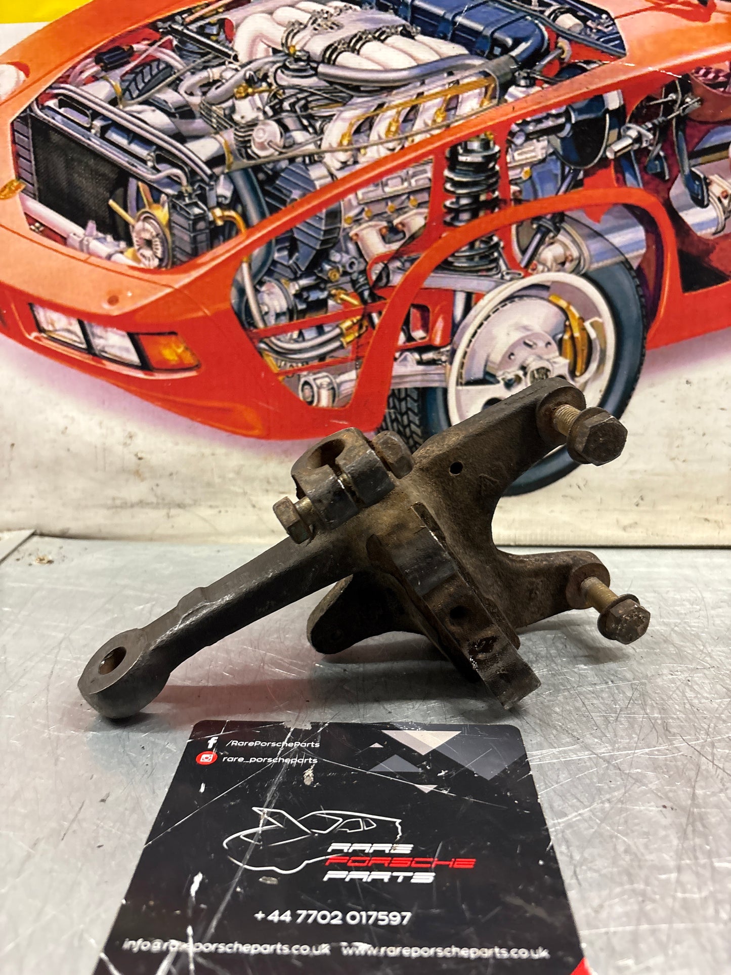 Porsche 944 Turbo front left steering knuckle, without abs, used 95134165501