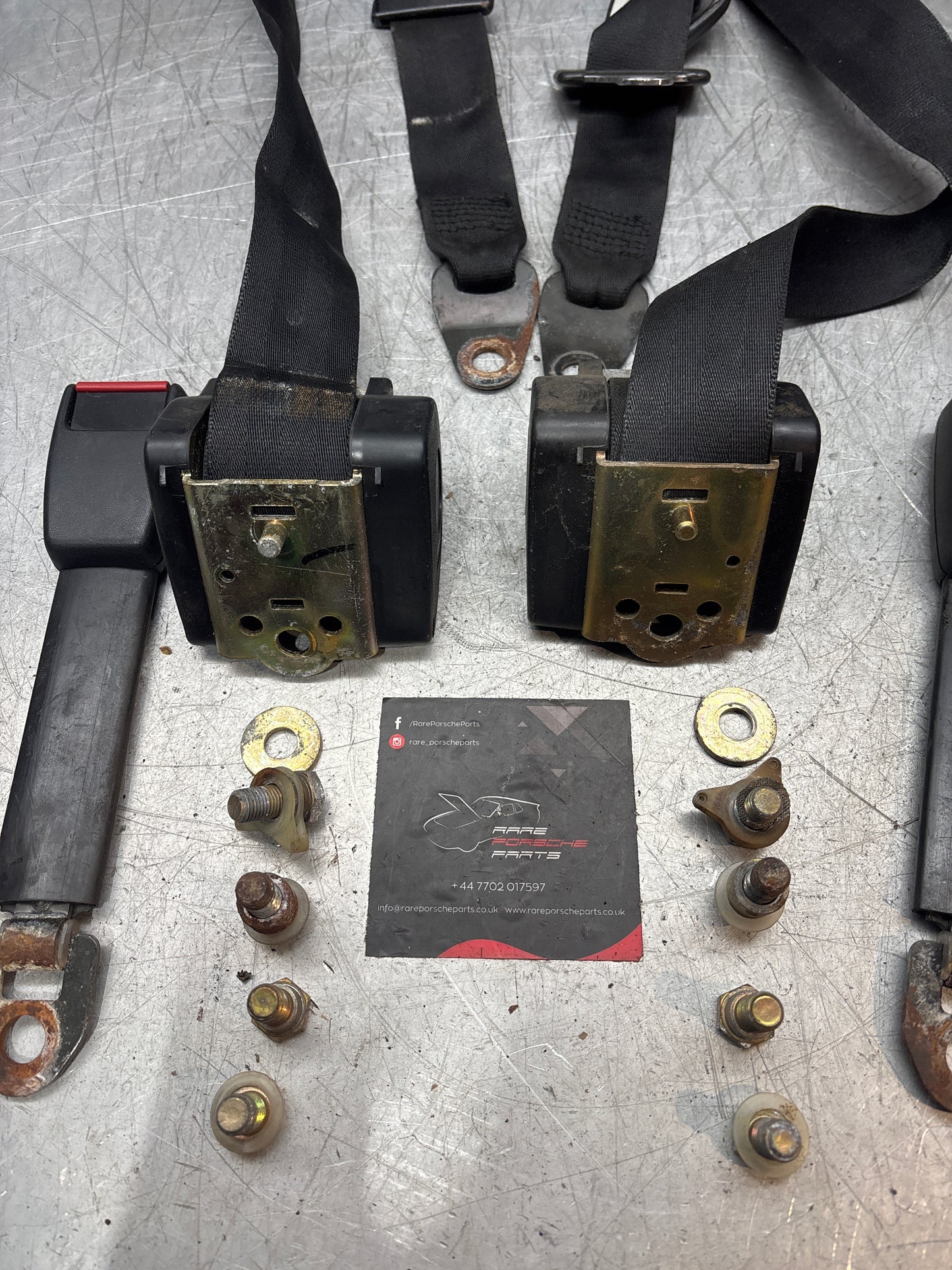 Porsche 924 944 pair of front seat belts, used 477857705H 477857706H