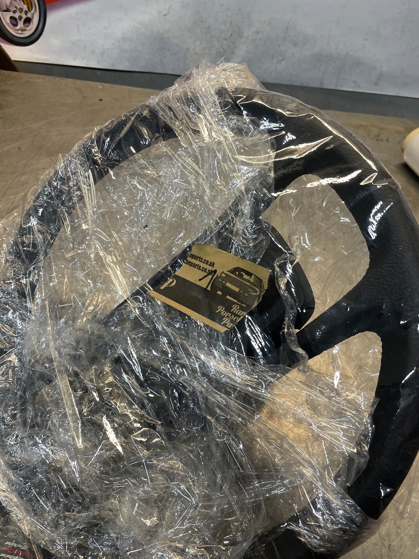 Porsche 944 black leather steering wheel, refurbished 94434708402