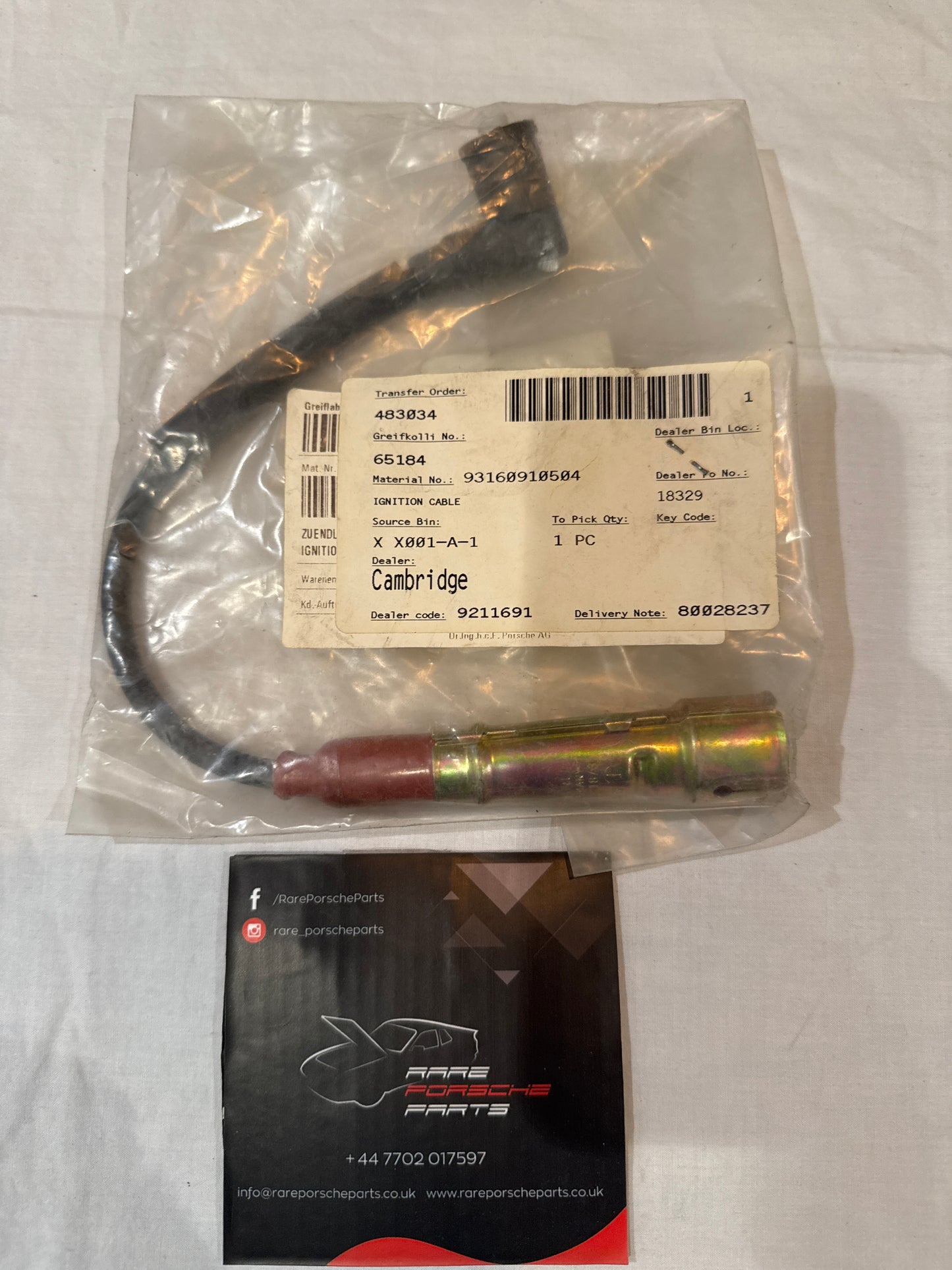 Porsche 924 Turbo ignition ht lead 93160910504 NOS