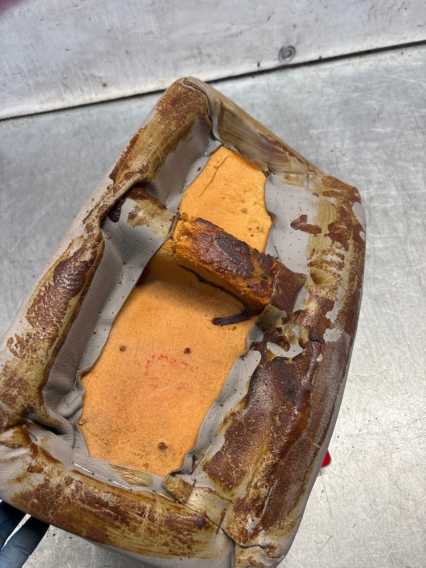 Porsche 928 rear right seat upper cushion, leather, grey, used 92852204650