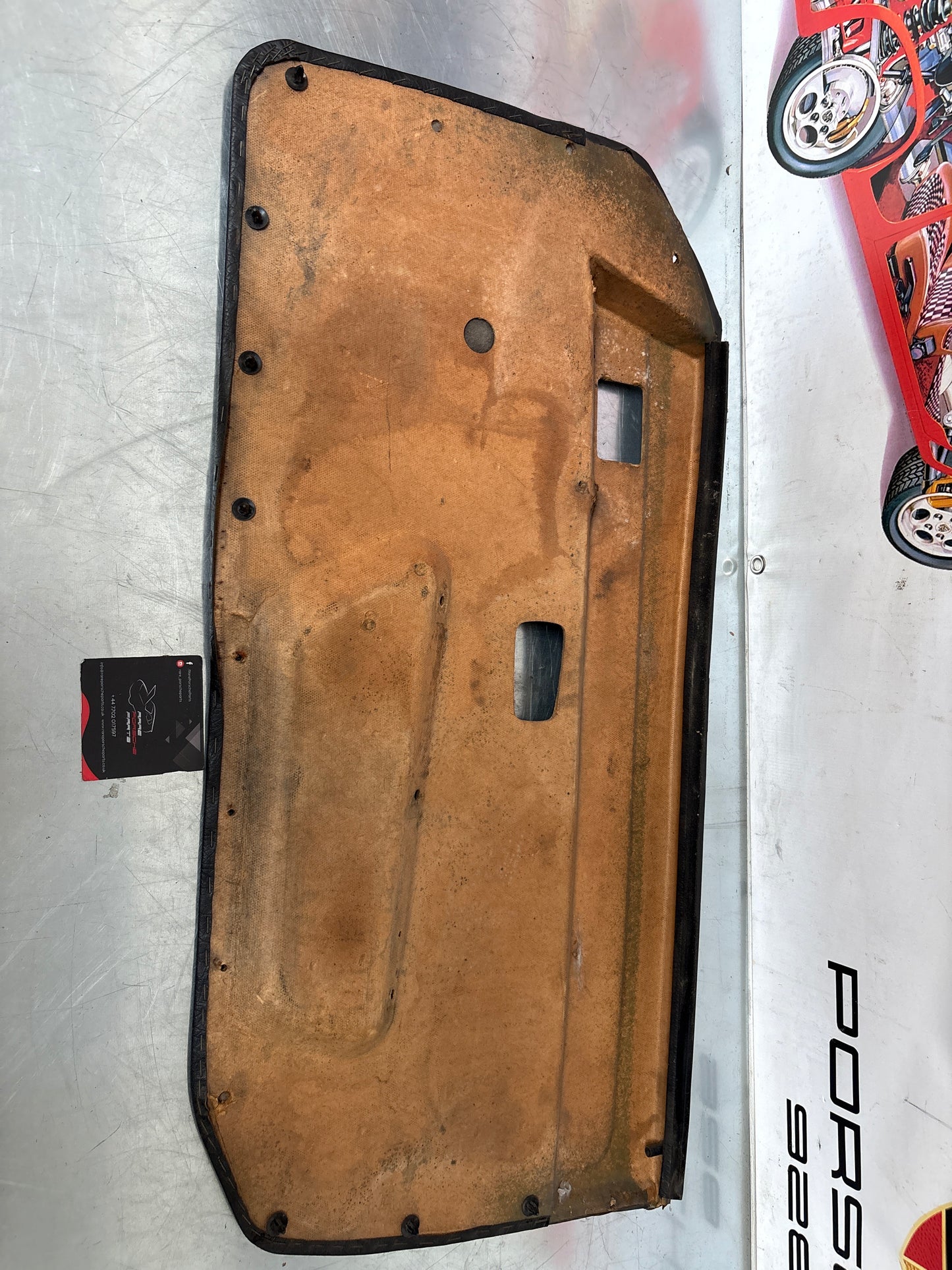 Porsche early 924 944 left side door card, used, Black, 477867011