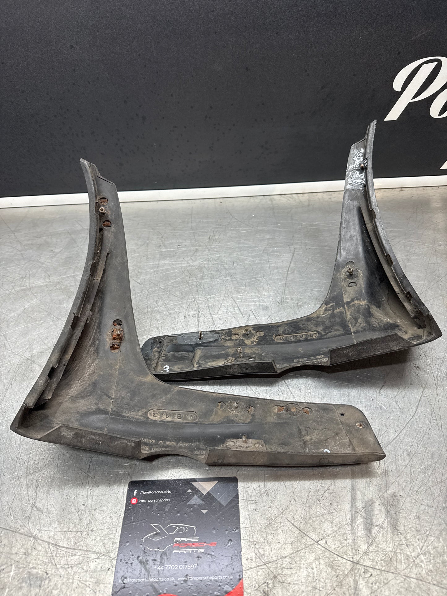 Porsche 924 pair of used rear spats, wheel arch trims, mud guards, 477853383 / 477853384 used