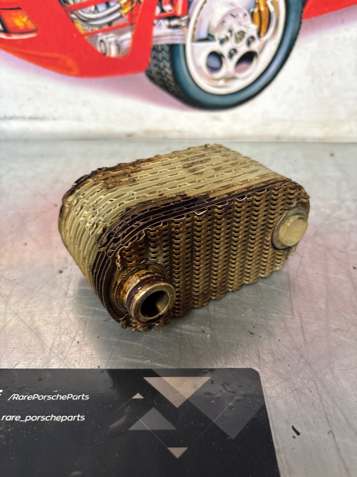 Porsche 924S 944 oil-water radiator, oil cooler, heat exchanger 94410716501 used
