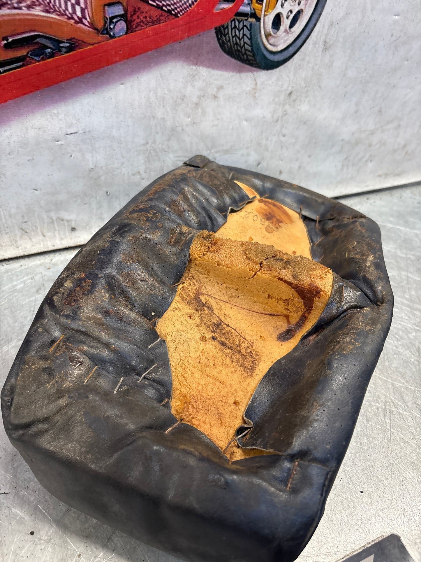 Porsche 928 rear right seat upper cushion, leather, blue, used 92852204650