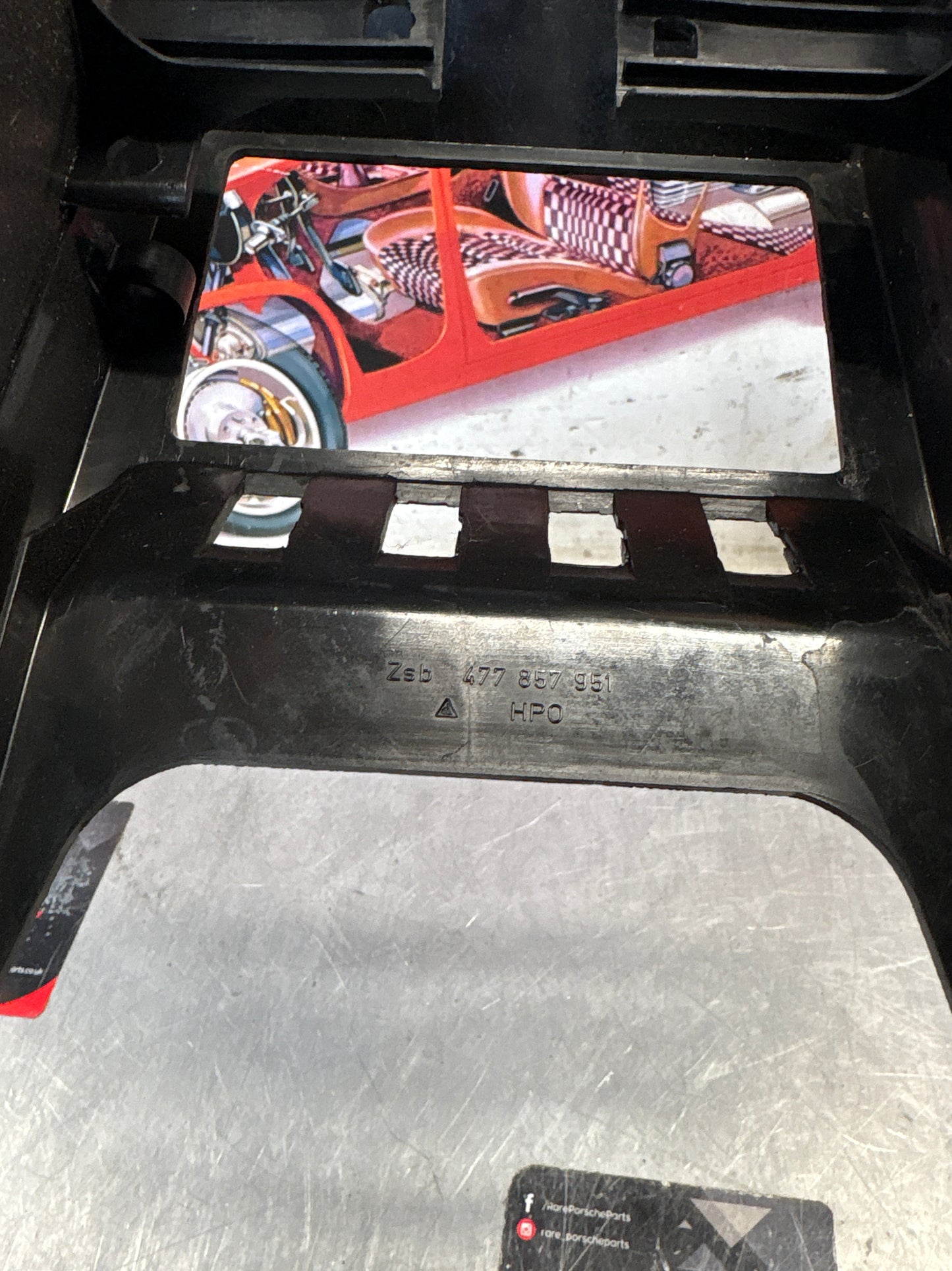 Porsche 924 centre console black, no switch holes 477857951 / 477857969 used