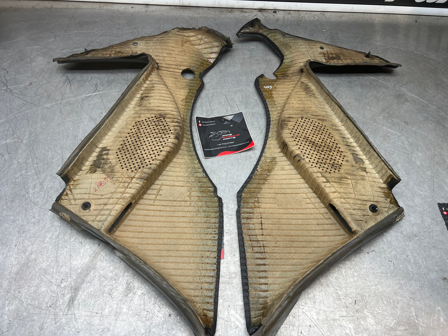 Porsche 944 black rear interior C Post trims/cards. Quarter panel trim used 944555021 944555022