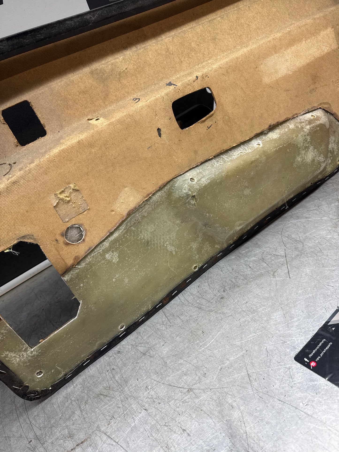 Porsche 924/ Early 944 black RHD Left door card. Fibreglass repaired. 477867012