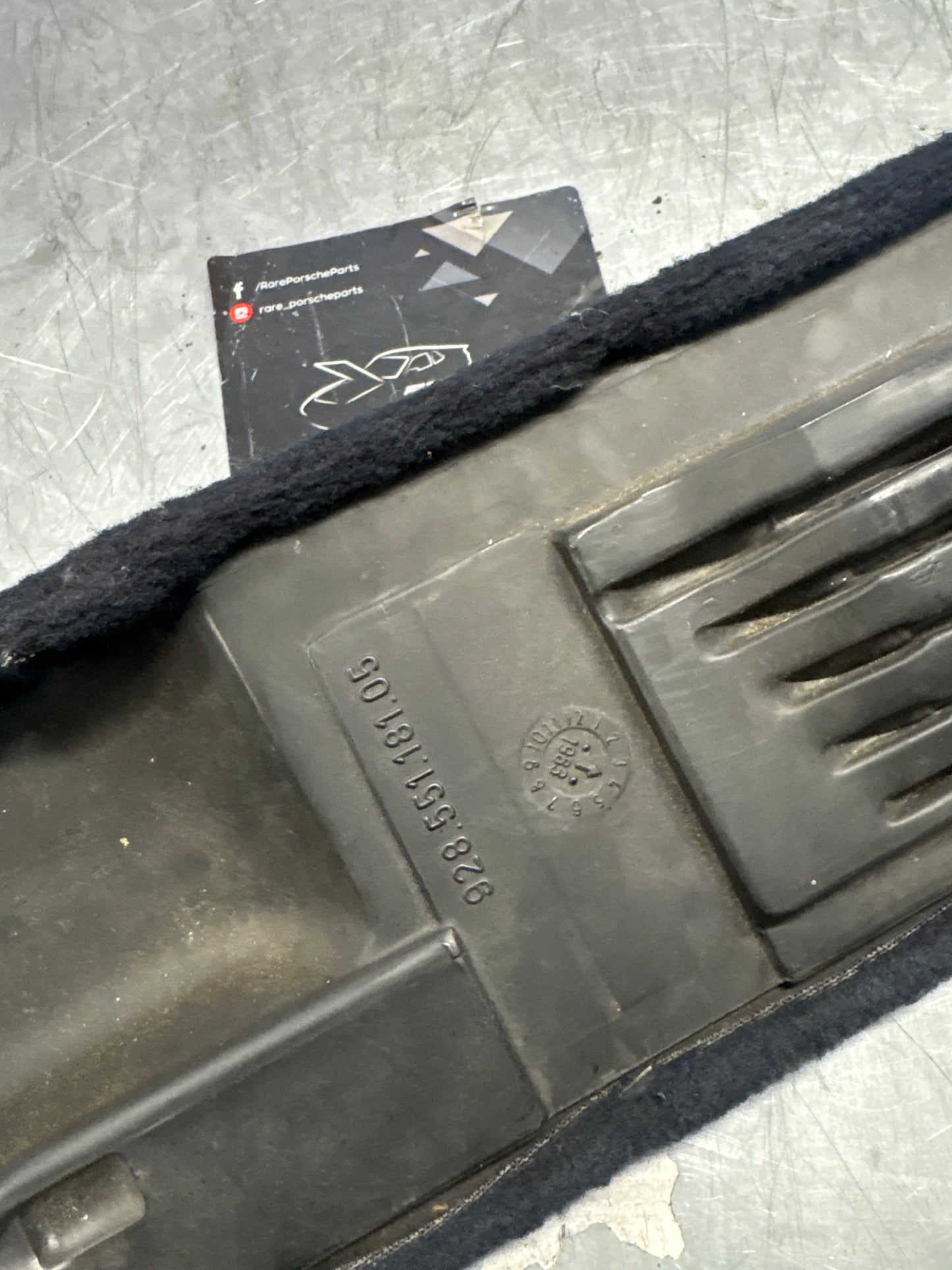 Porsche 928 blue carpeted Tool kit panel cover, used 92855118105