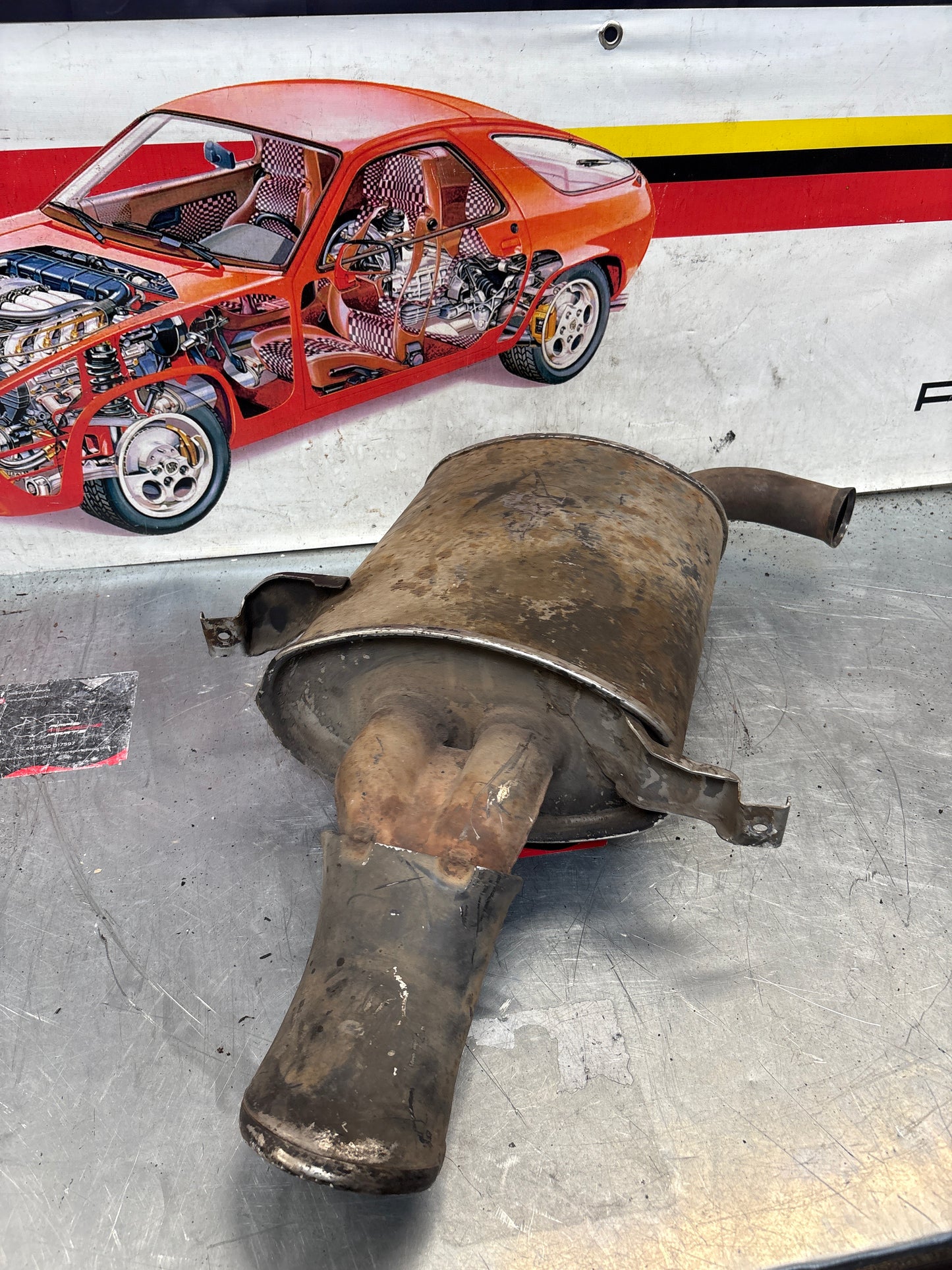 Porsche 928 rear exhaust box, used 92811109701