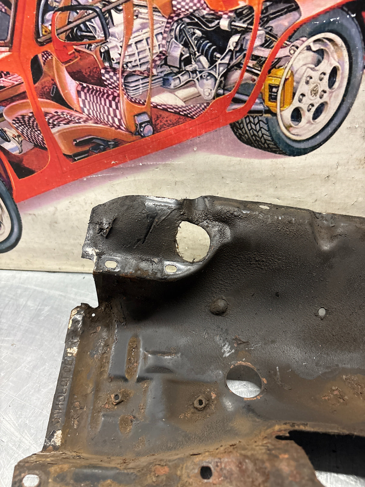 Porsche 914 cylinder cover heat shield, used 022119299A